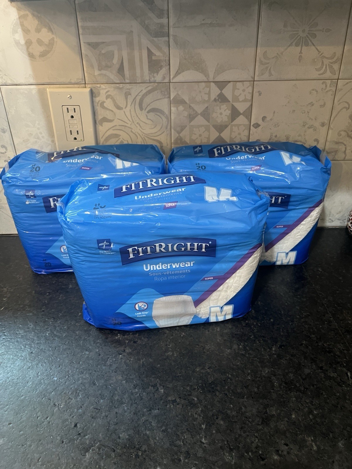 FitRight Underwear 20 Count Size Medium M Ultra Lot Of 3 Packs Leak Stop White