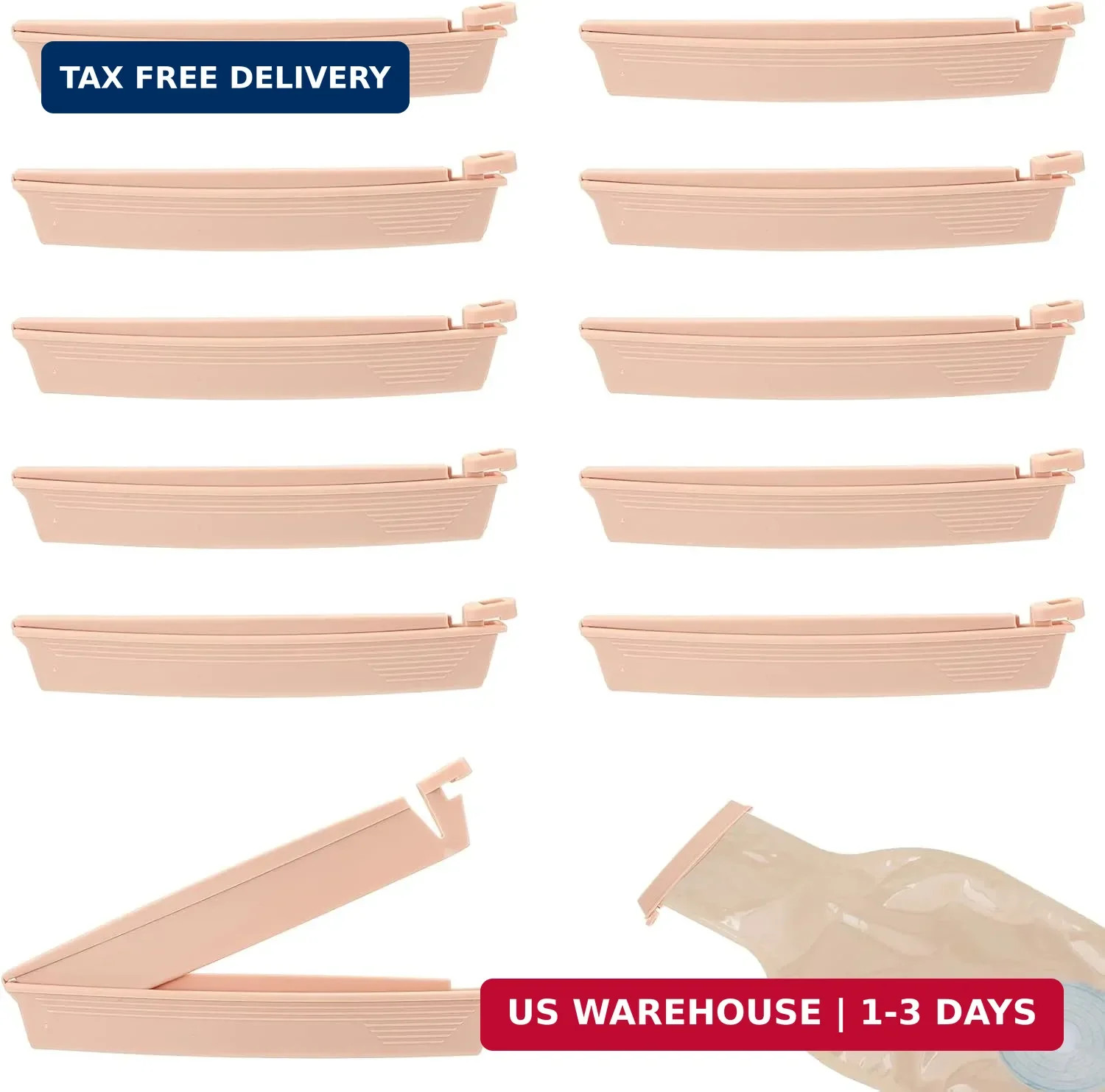 10Pcs Ostomy Bag Clips, Leak-Proof Drainable Pouch Clamps, Reusable Tail Closure