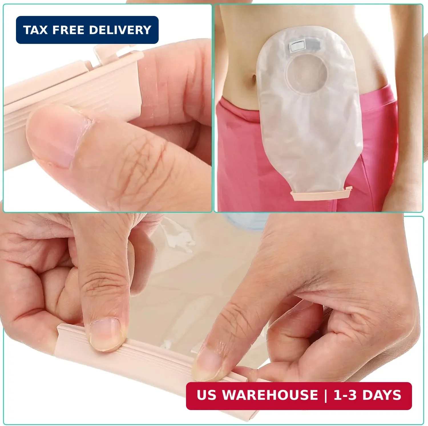 10Pcs Ostomy Bag Clips, Leak-Proof Drainable Pouch Clamps, Reusable Tail Closure