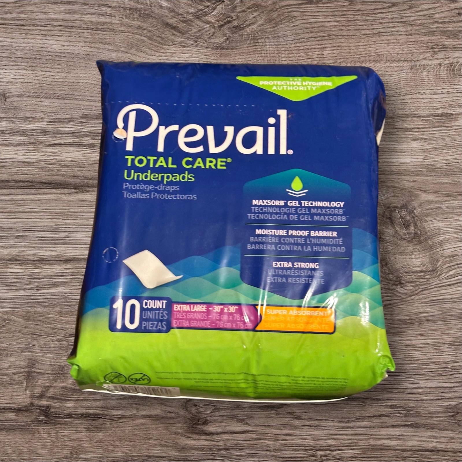 Prevail Total Care Underpad Heavy Absorbency Size XL 30X30″ 10 ct