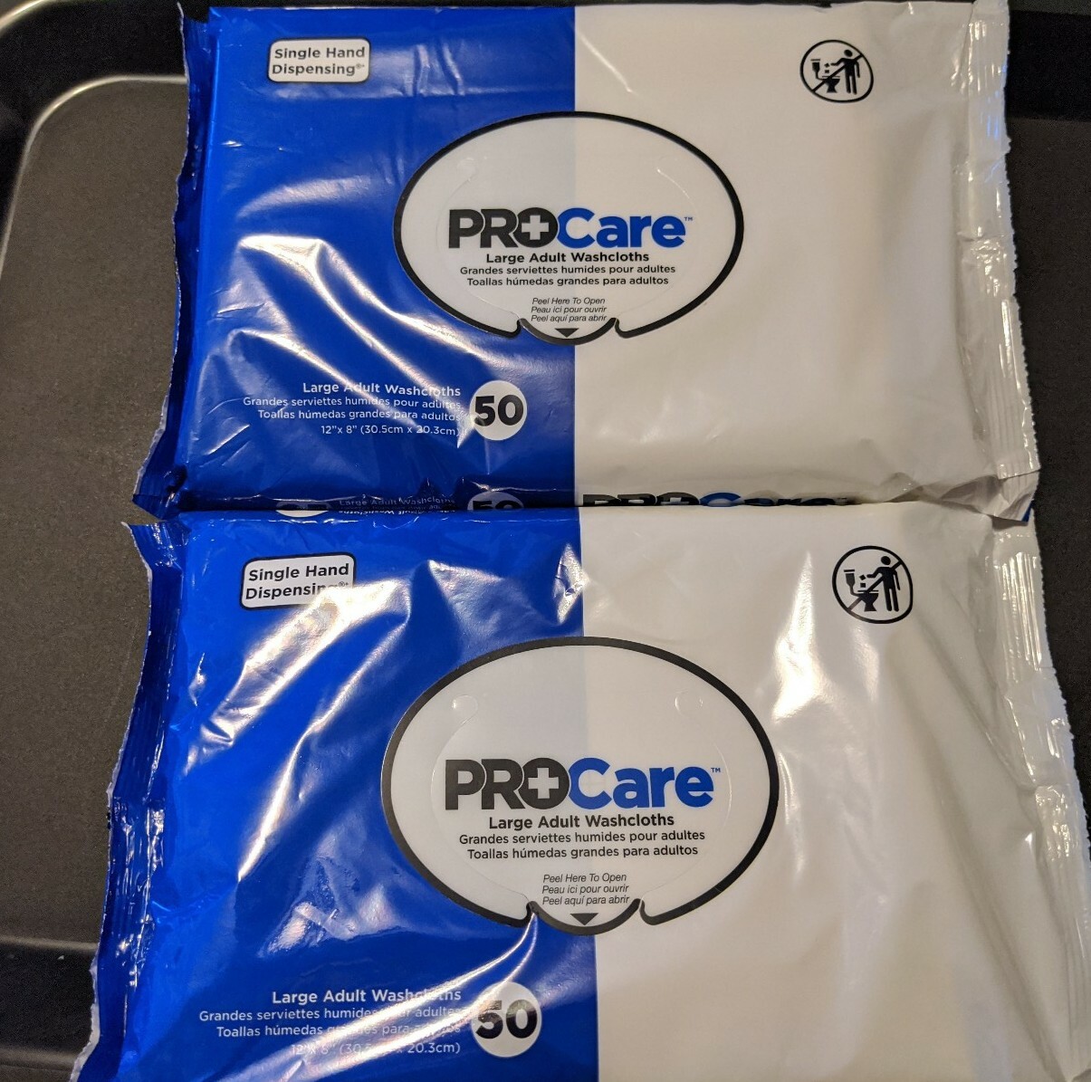 (2) ProCare 12″ x 8″ Large Adult Washcloth 50ct Total 100 Latex & Alcohol Free