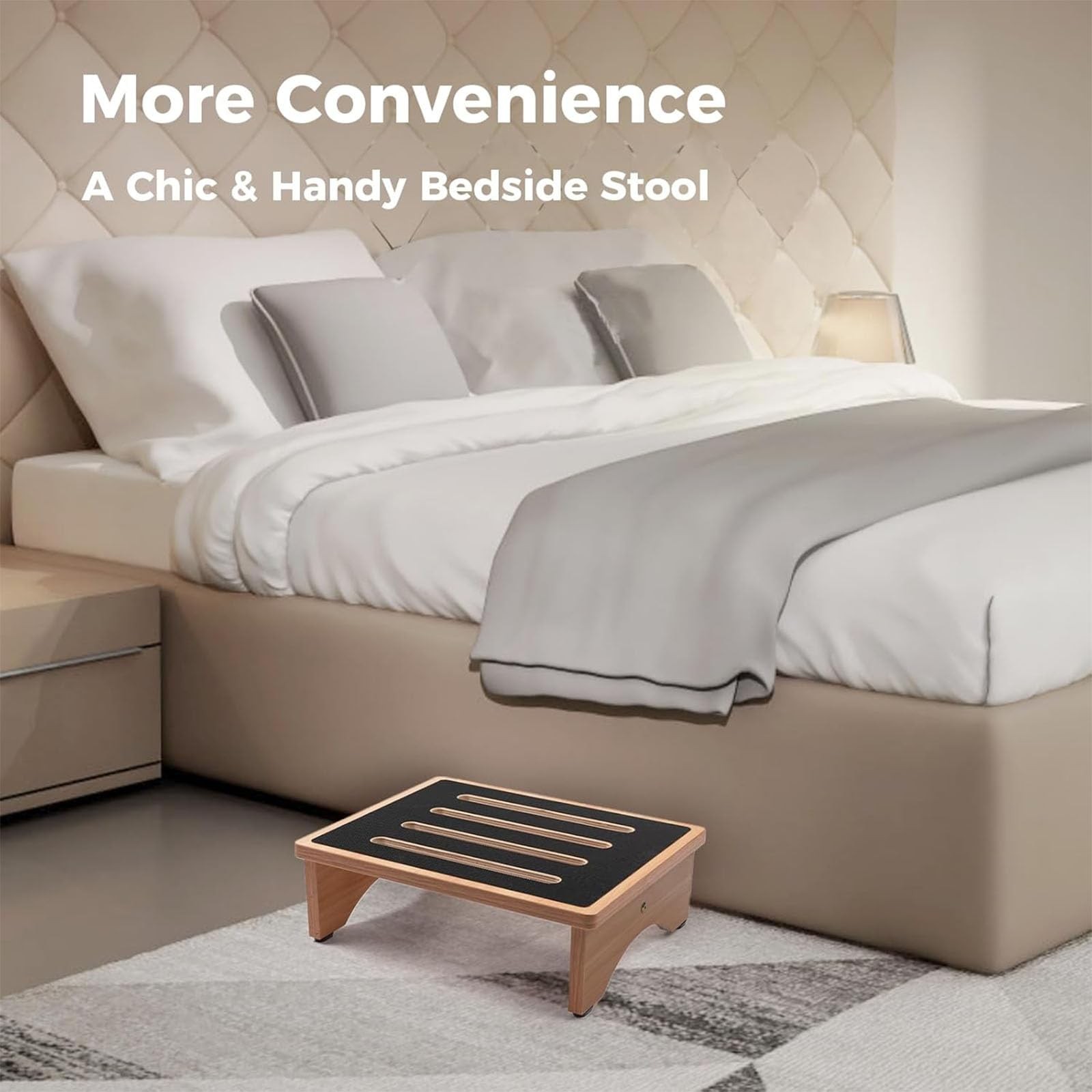 Wooden Bed Step Stool 5″ High 440lb Capacity – Sturdy Shower & Bedside Aid
