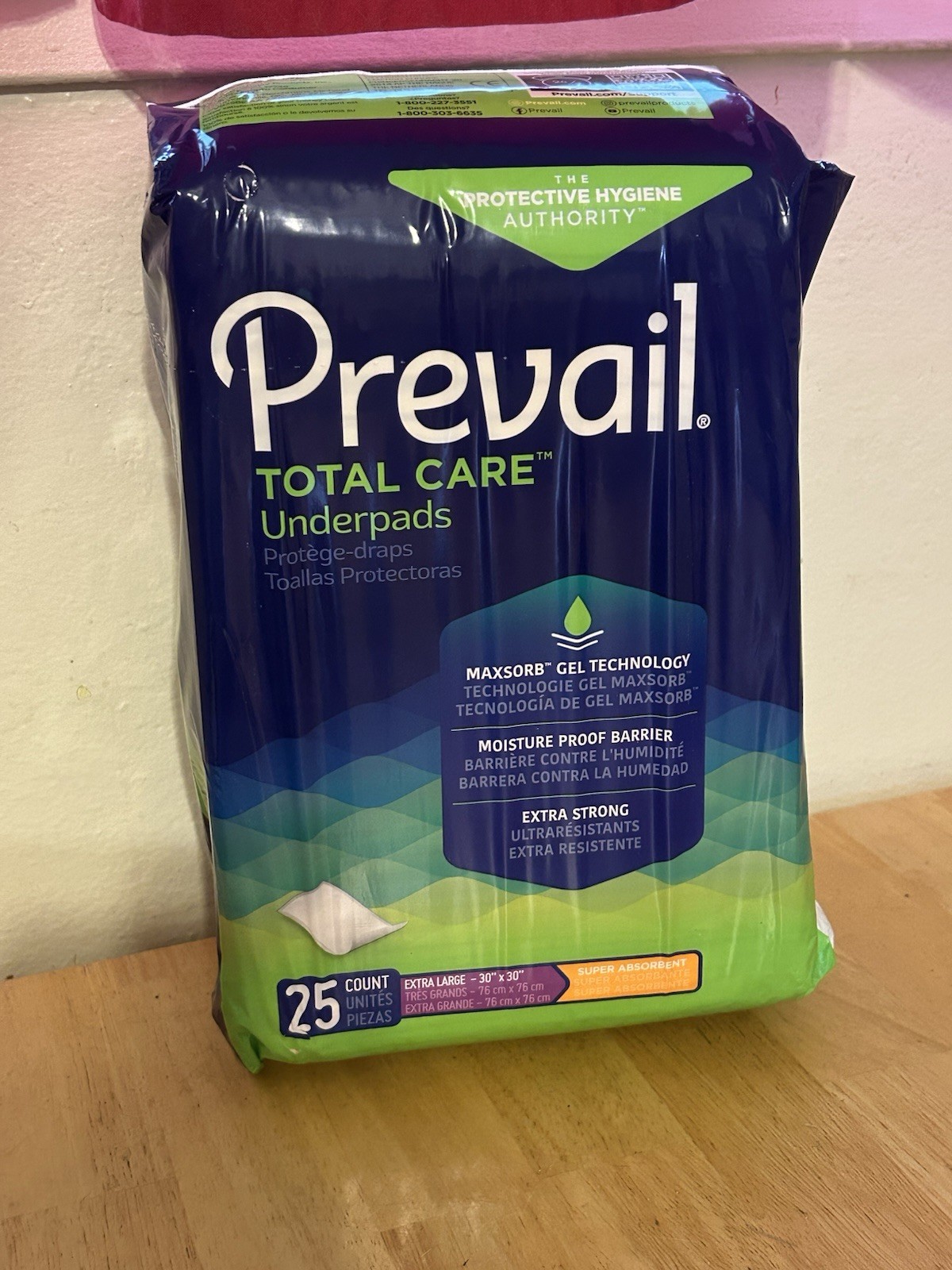 Prevail Total Care Underpads, 30″ x 30″, XL, 25 Count, New Sealed
