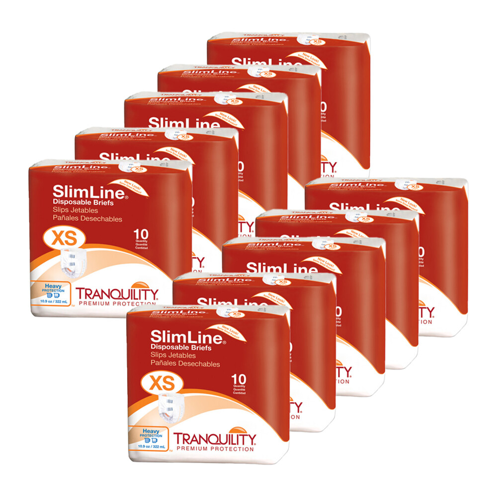 Tranquility Slimline Adult Brief X-Small 18-26in Heavy Absorbency – 100/Case