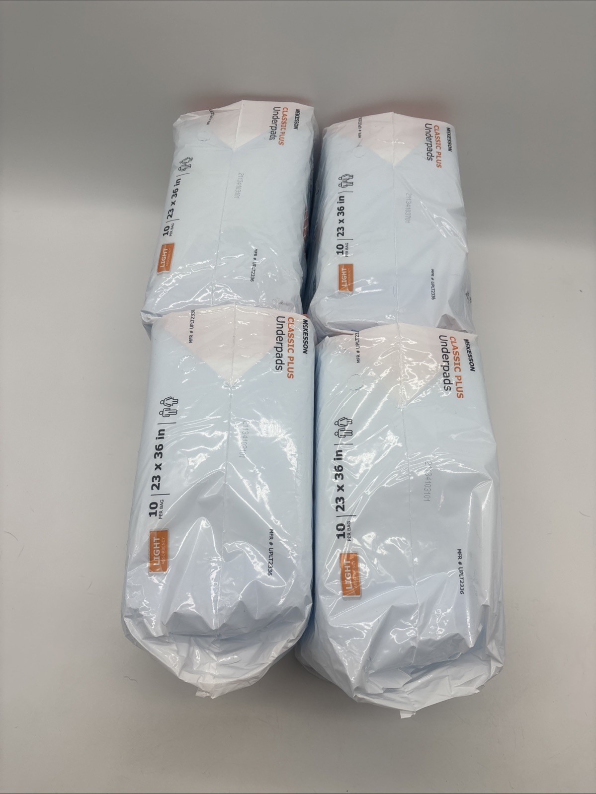 4 – 10 Ct McKesson Classic Plus Light Absorbency Disposable Underpads 23”x36”
