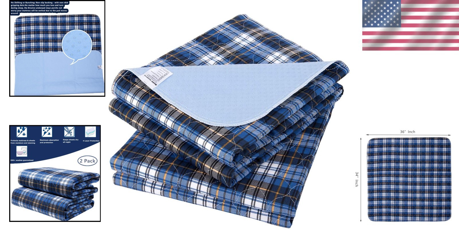 Non-Slip Incontinence Pads 36×34 inches