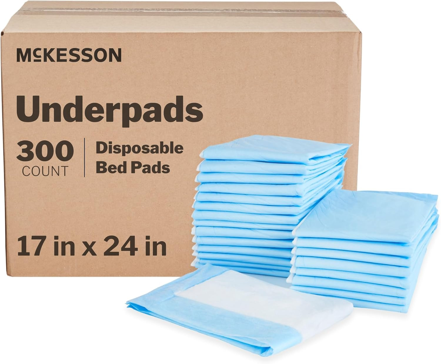 Underpads Disposable Bed Pads 17″ X 24″ [300 Count], Light Absorbency, Classic I