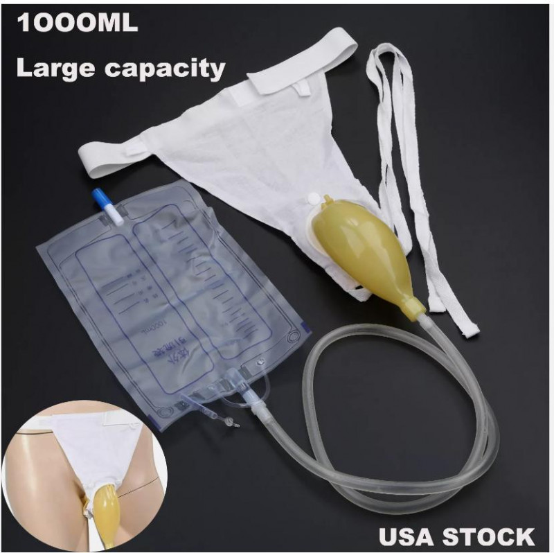 US Wearable Urinal Bag Silicone Urine Catheter Portable External Urine Collector