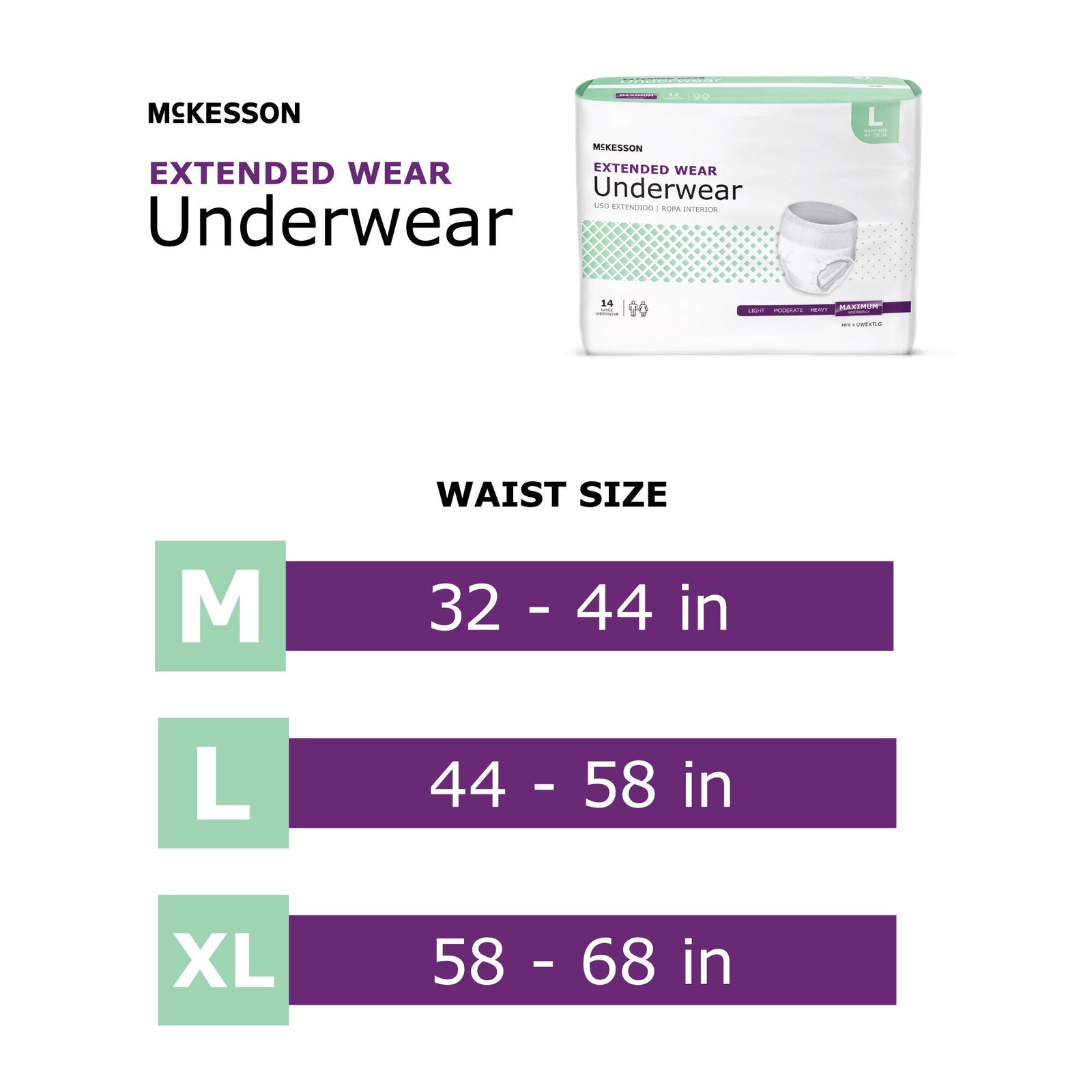 McKesson Adult Disposable Cloth Underwear Maximum Absorbency – Size M 64 Count