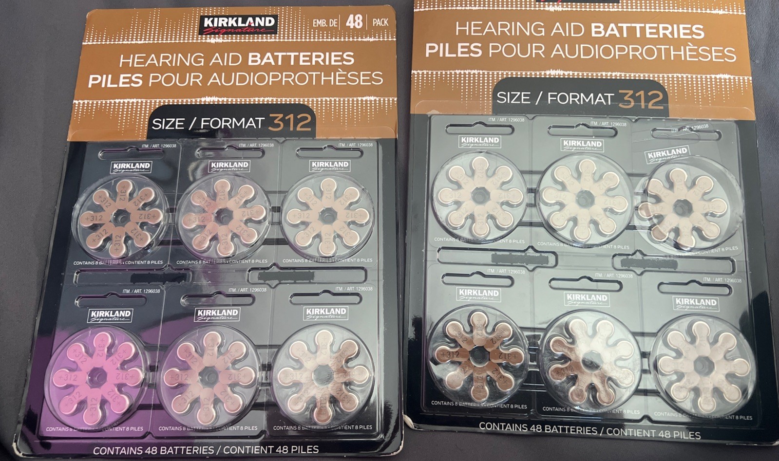 Kirkland Hearing Aid Batteries Size/Format 312 Volt 48 Pack (2) Use By 12/2023