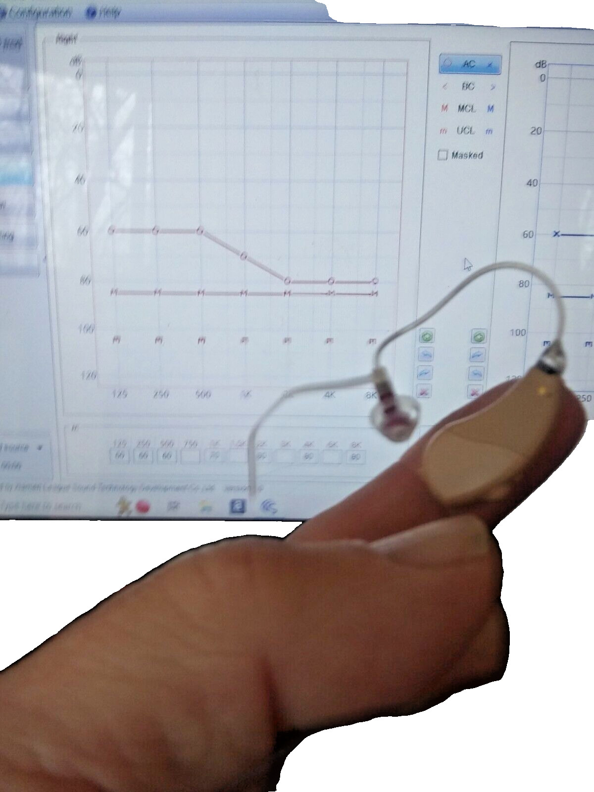 DIGITAL RIC mini HEARING AID LEFT ear, we program 4 modes 2 mics noise reduct