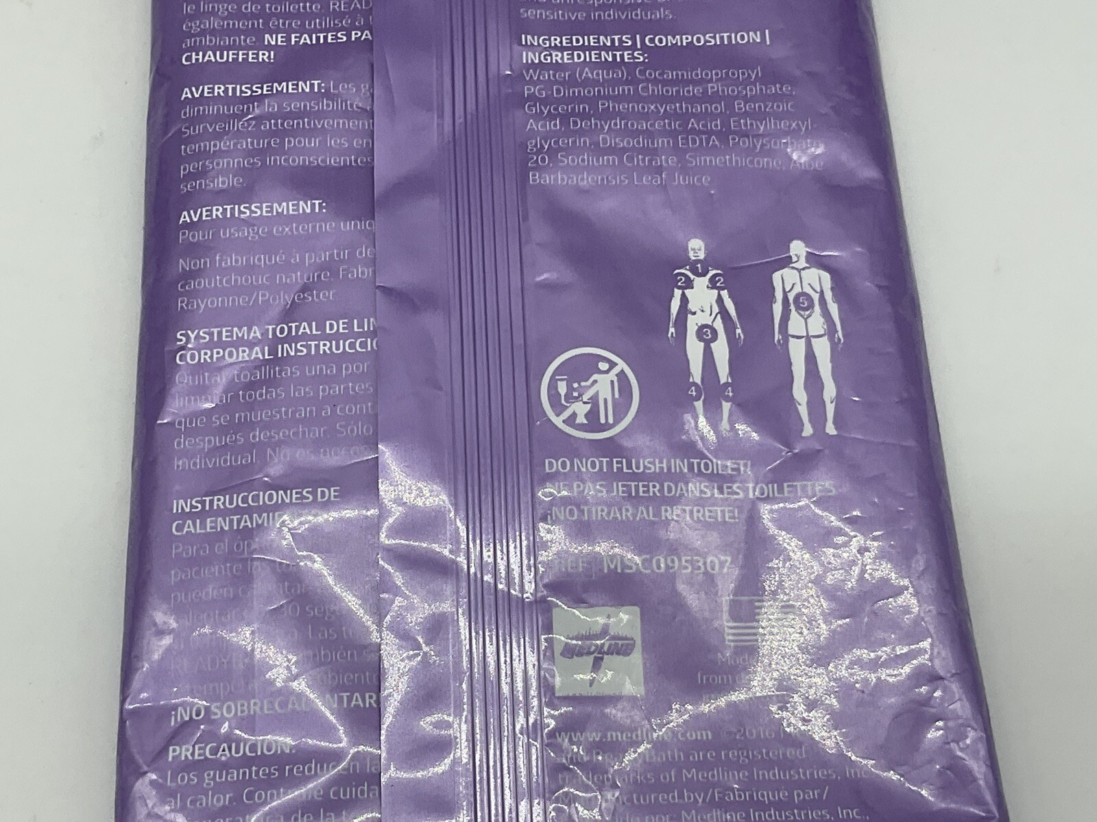 Medline Ready Bath Bathing Cloth 3 packs Of 5