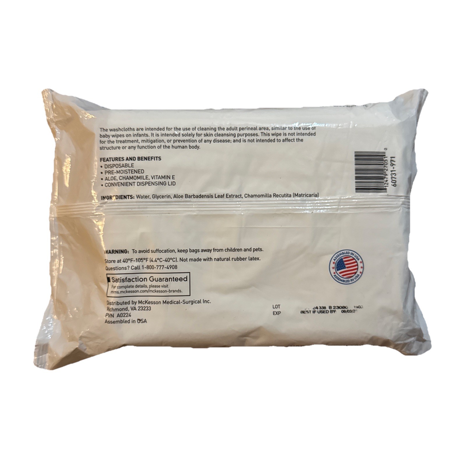 McKesson Fragrance Free Washcloth Wipes 96 Count (12.5 X 7.5 in) New