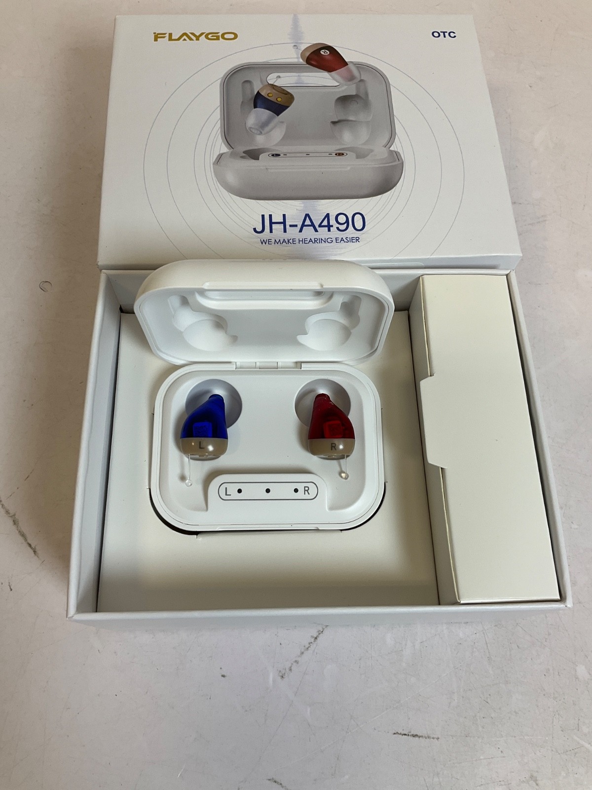 Flaygo JH-A490 In-Ear Rechargeable Hearing Amplifier Left & Right Open Box