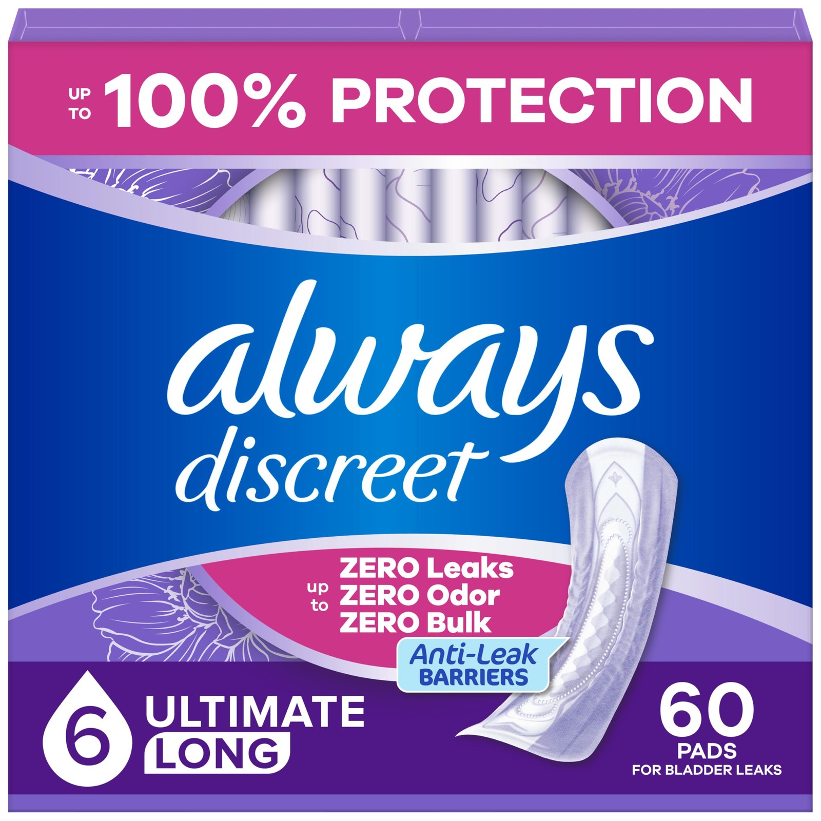 Adult Incontinence Pads for Women, Drier, 6 Drop Long Length, Extra Heavy Abs…
