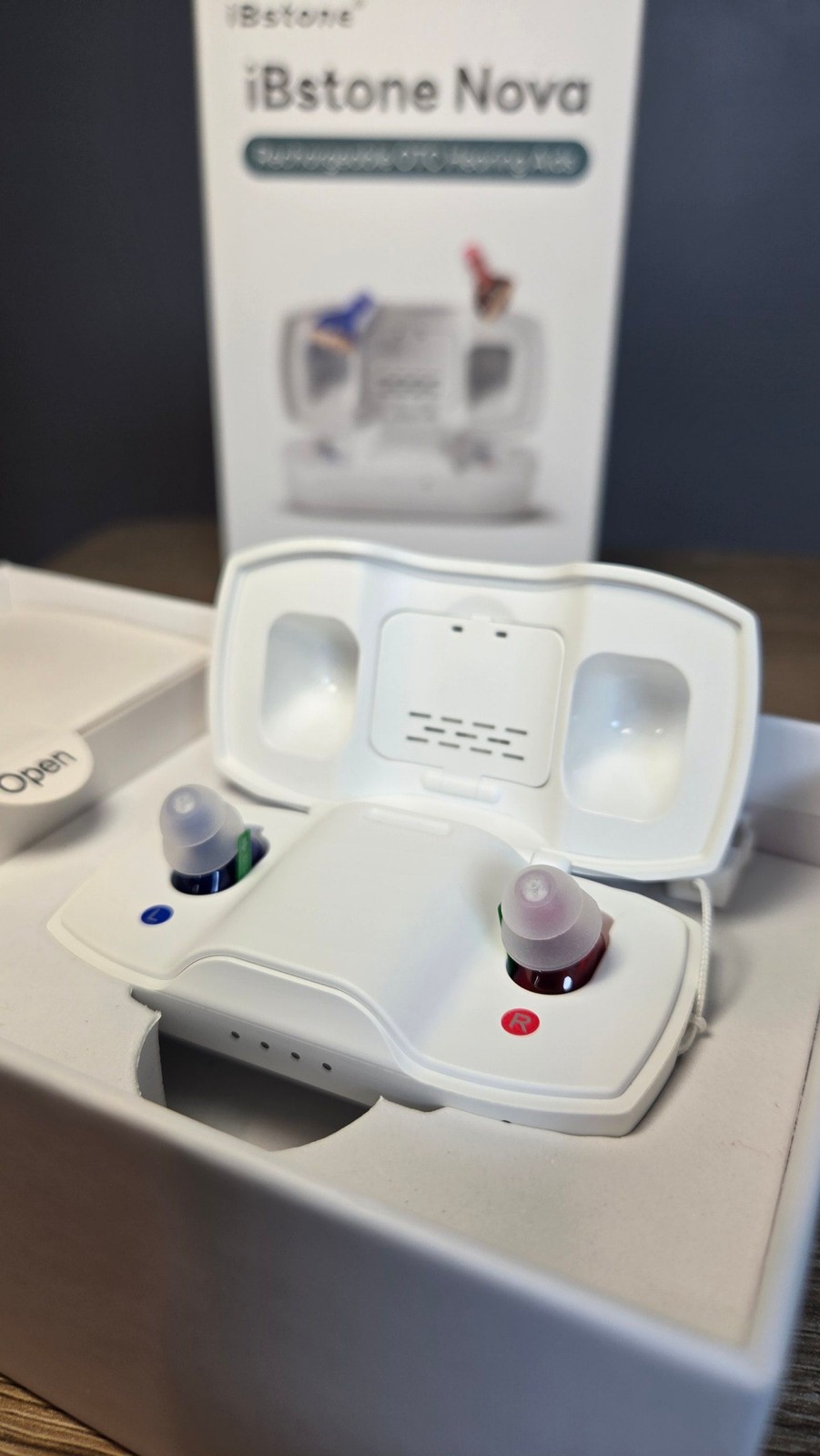 iBstone Nova Rechargeable OTC Hearing Aids White Case – New