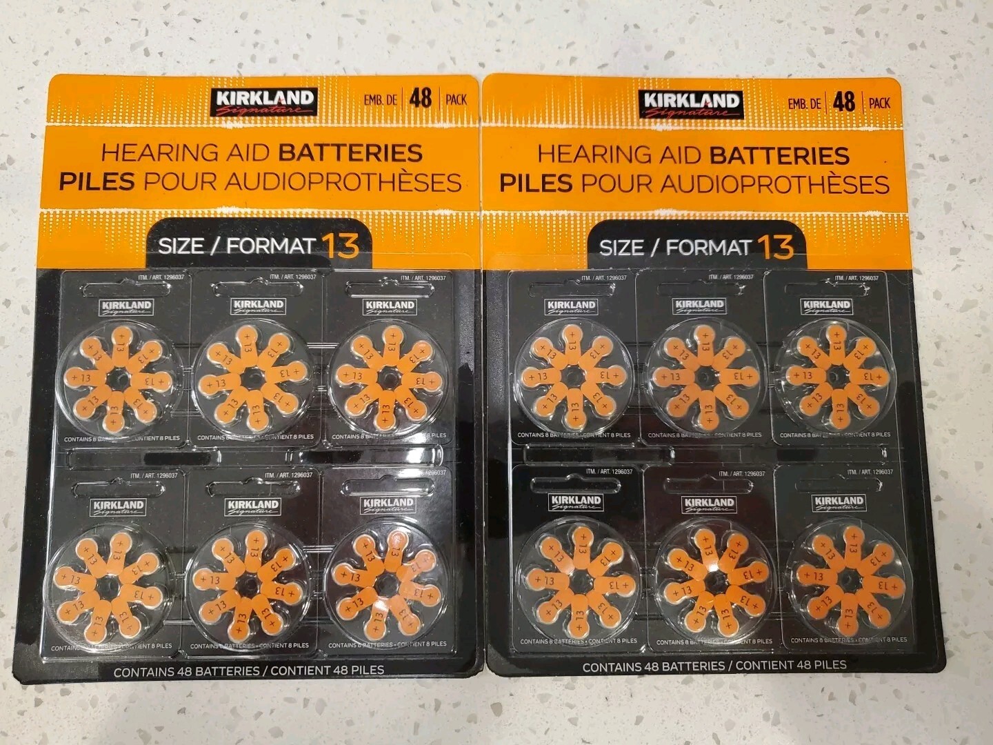 48 Pack Size 13 1.45V Hearing Aid Batteries Costco Kirkland Signature 08/2026