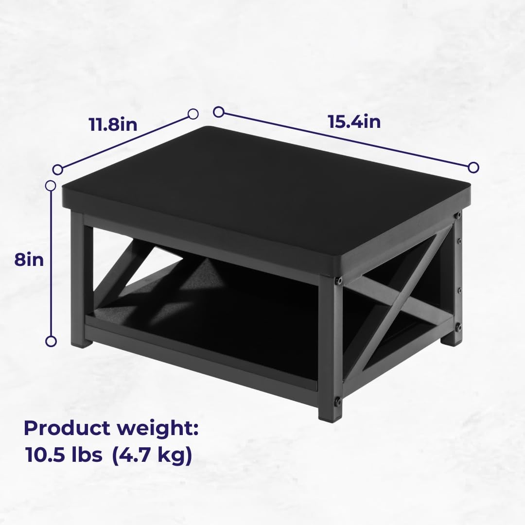 Wooden Bedside Step Stool for Bed 8 Inch 500 lb Capacity Storage Shelf Black