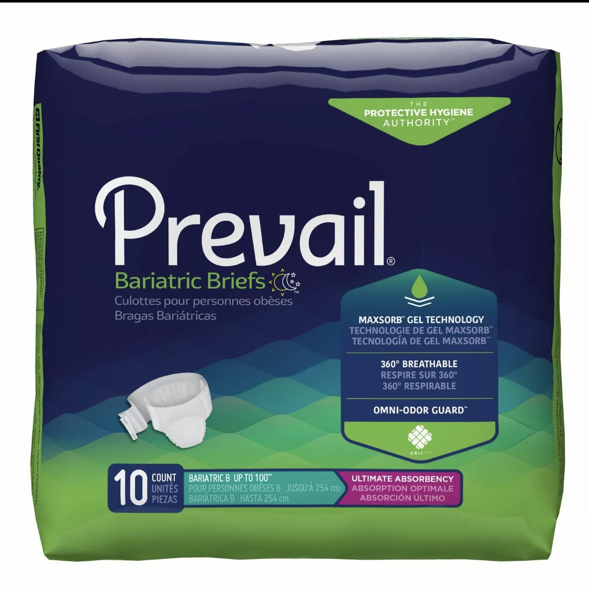 40 Total. Prevail Specialty Bariatric B Briefs Heavy Absorbency – 4 Packs Of 10!