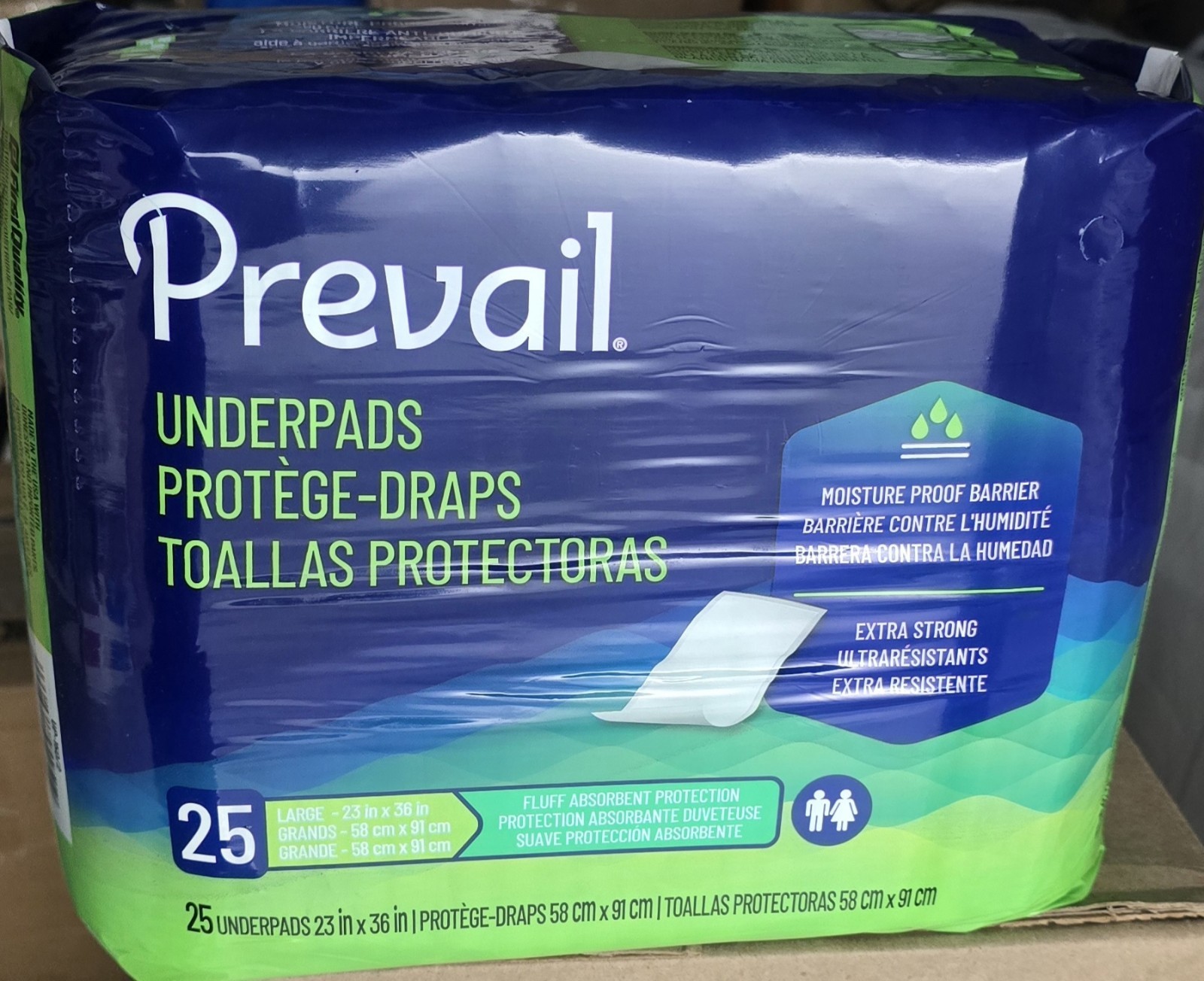 Prevail Underpads Extra Strong Absorbency Moisture Proof Barrier 25 Count