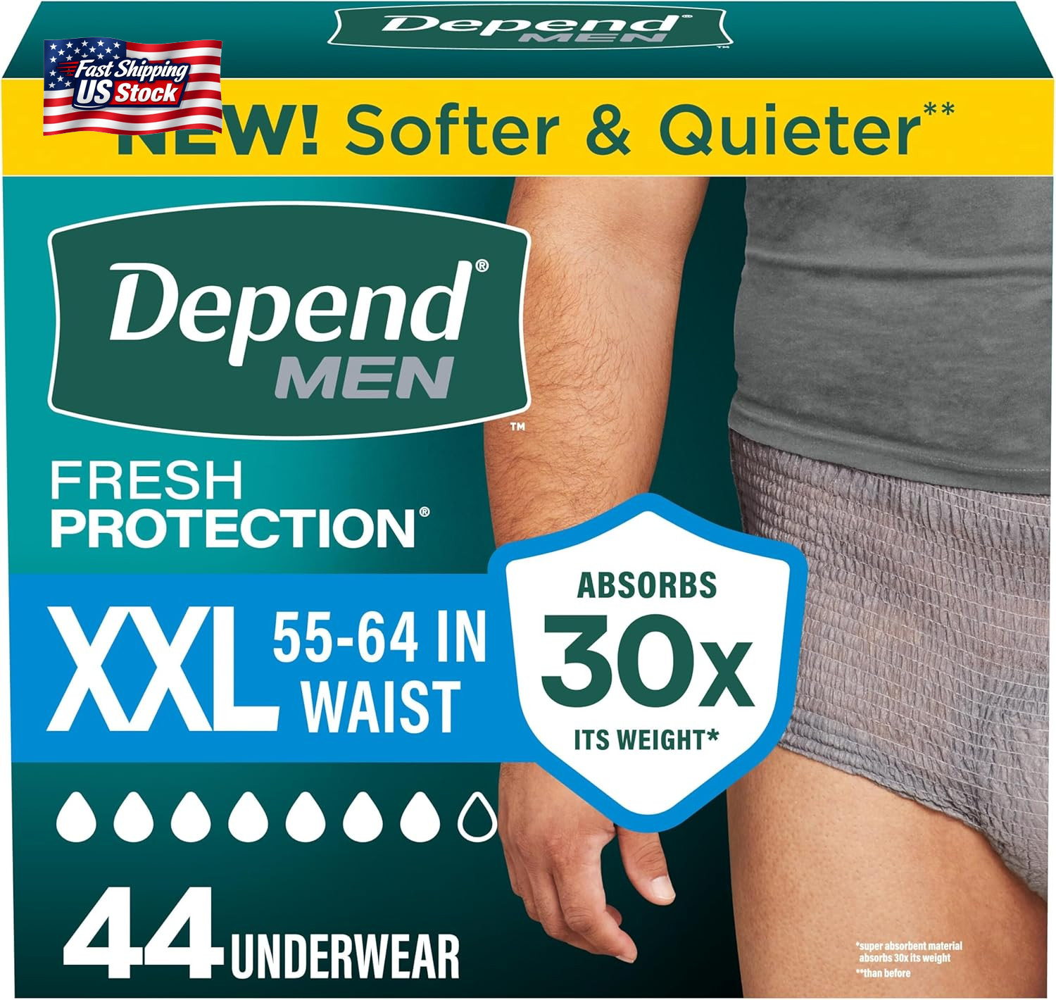 Depend Fresh Protection Adult Diapers, Incontinence Underwear for Men, Disposabl