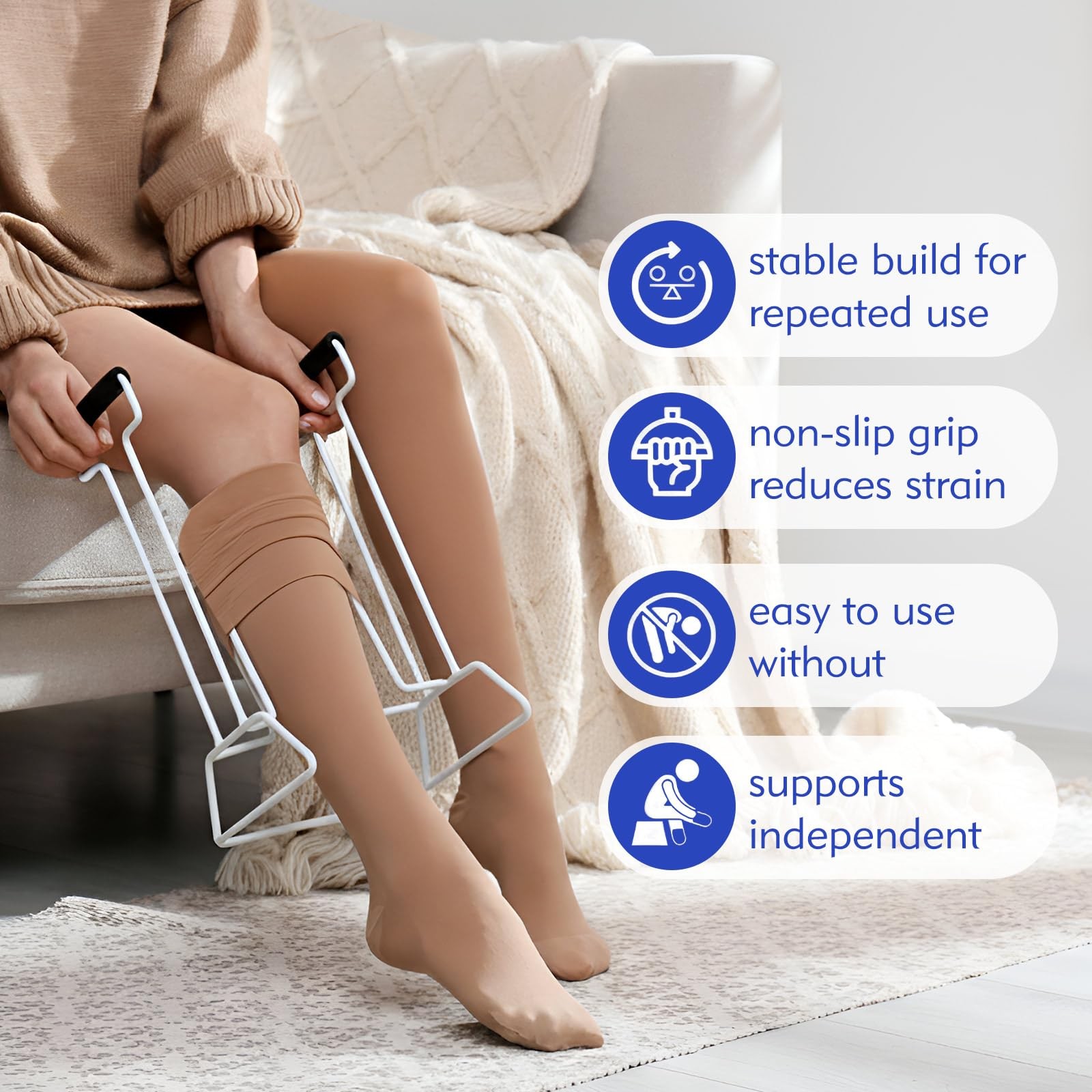Nuogo 2 Pcs Stocking Donner Compression Sock Aid Device Adaptive White, Black