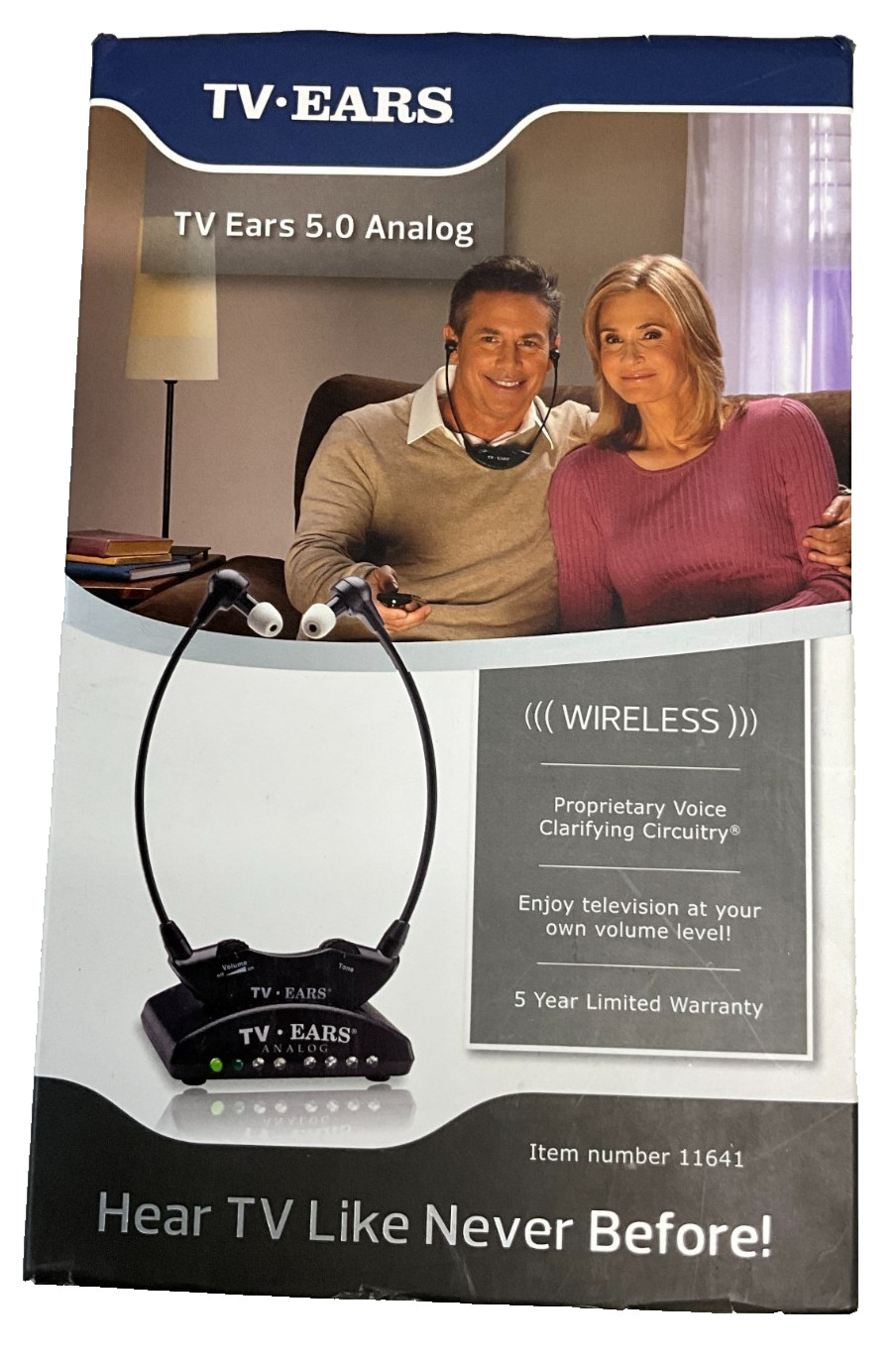 TV Ears 5.0 Analog Wireless TV Listening System Voice Clarifying Headset