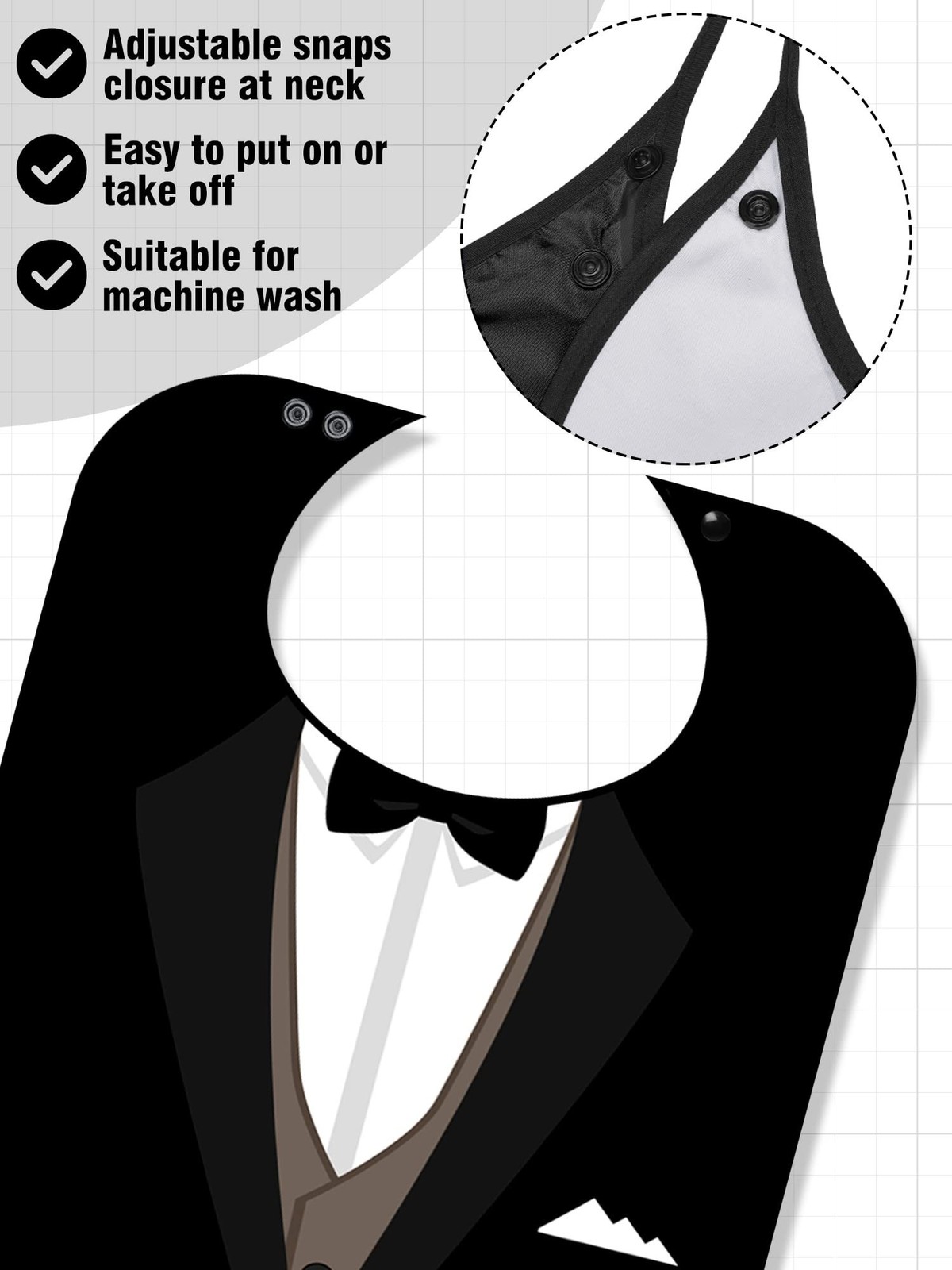 8 Pcs Adult Bib for Eating Bow Tie Pattern Machine Washable Clothing Protecto…