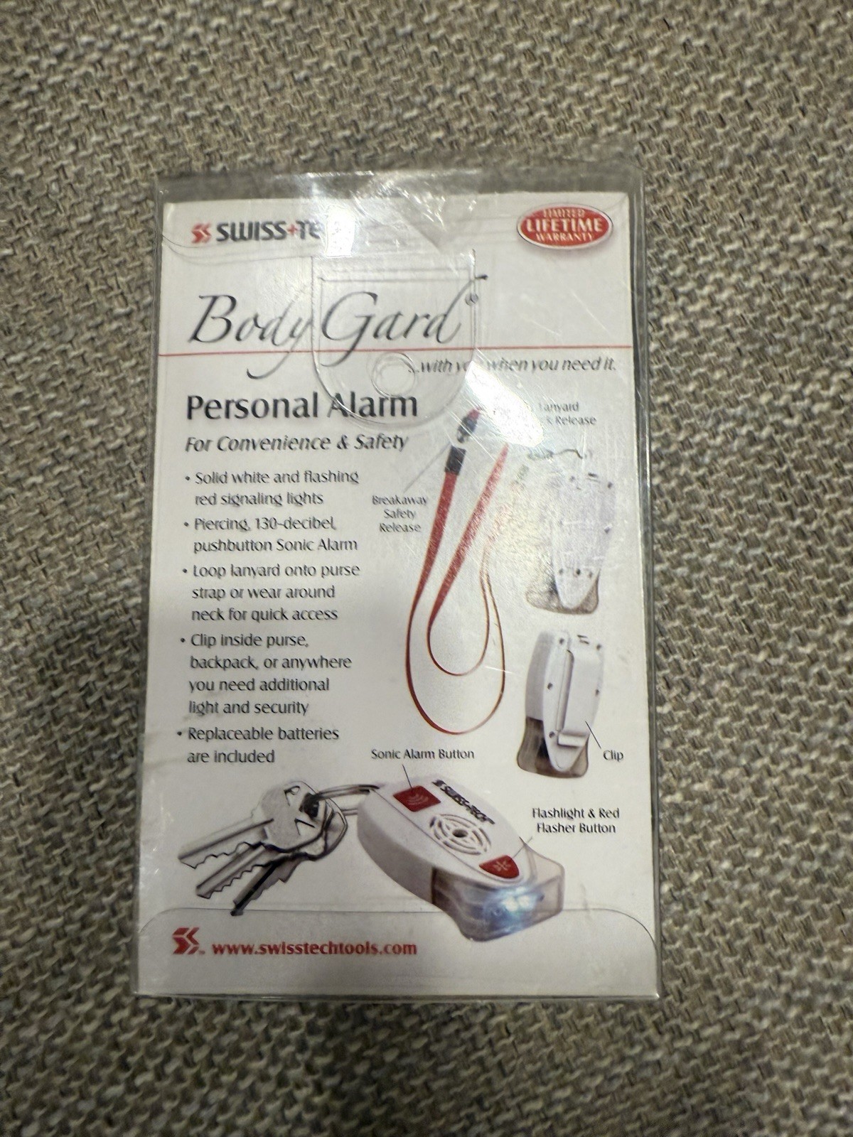 Swiss Tech Body Gard Personal Alarm Flashing Signaling Lights Sonic Alarm Safety