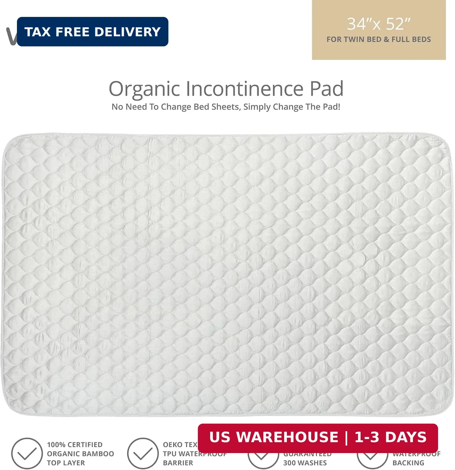Organic Incontinence Pads for Kids & Toddlers – 5 Layer Waterproof Protectors fo