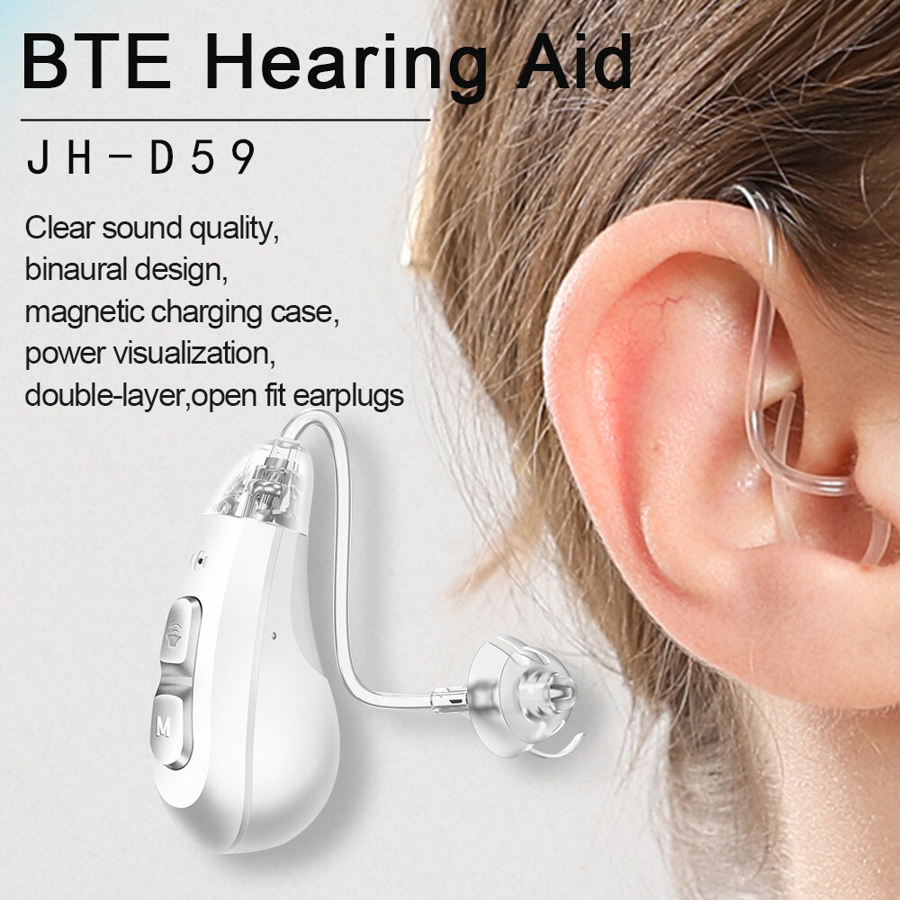 JINGHAO Hearing Aid Hearing Loss Rechargeable BTE Ear Aids Open Fits Earplugs US