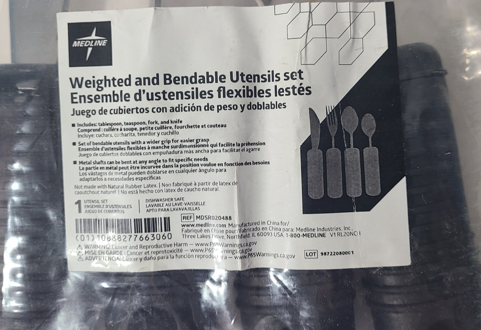 Weighted/Bendable Utensils Set 4 Piece Stainless Steel Fork, Knife, 2 Spoons