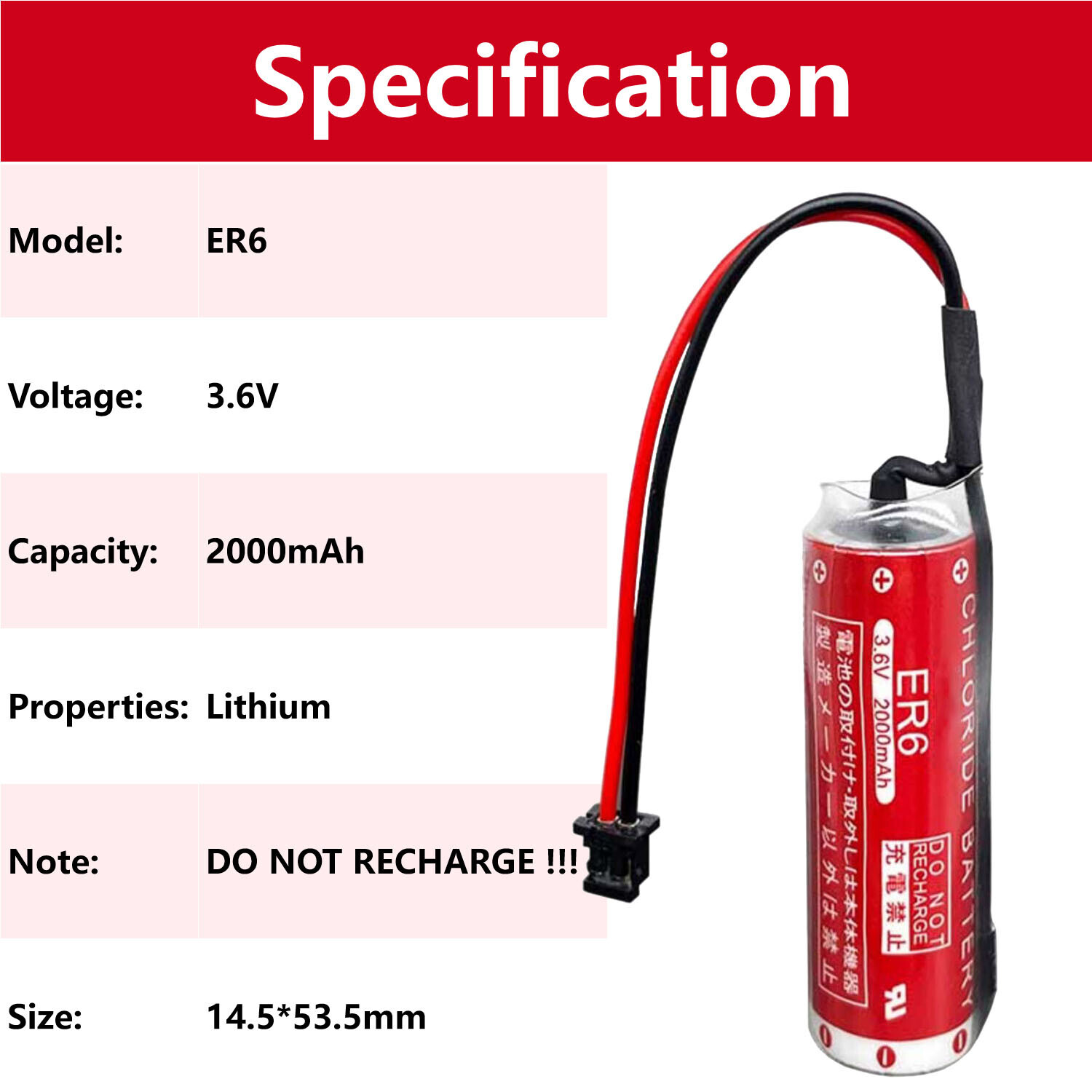 5x ER6/3.6V 2000mAh Battery Replace for ER6 OTC Robot PLC Battery for M70 System