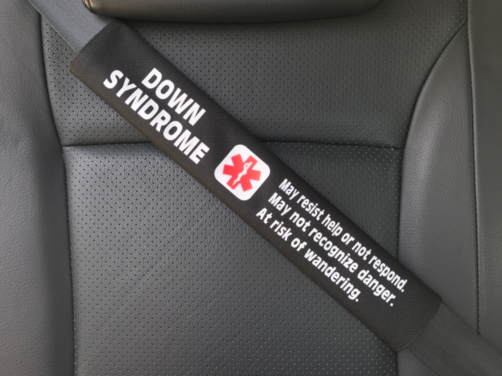 Down Syndrome Medical Alert Seat Belt Cover