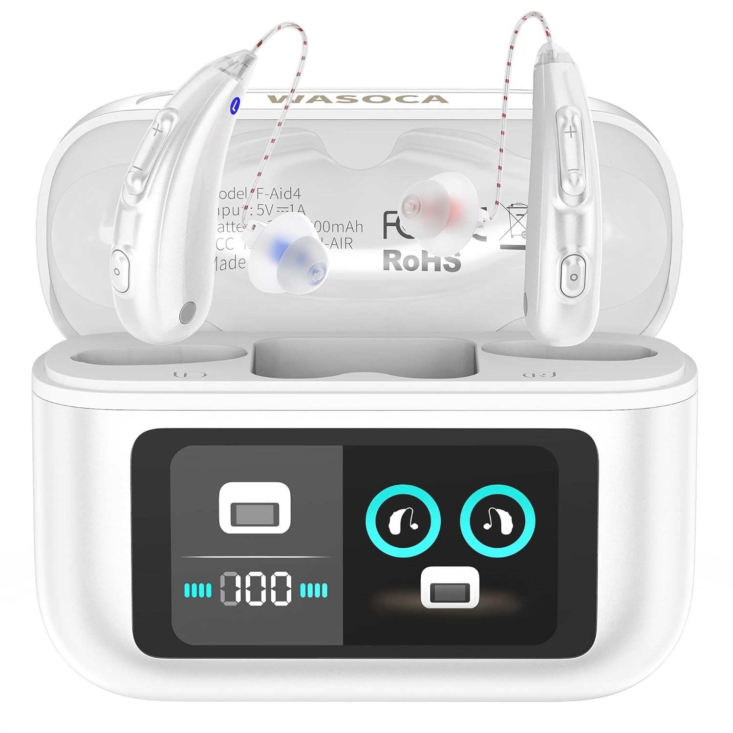 Rechargeable Bluetooth Hearing Aids for Seniors LED Noise Cancelling