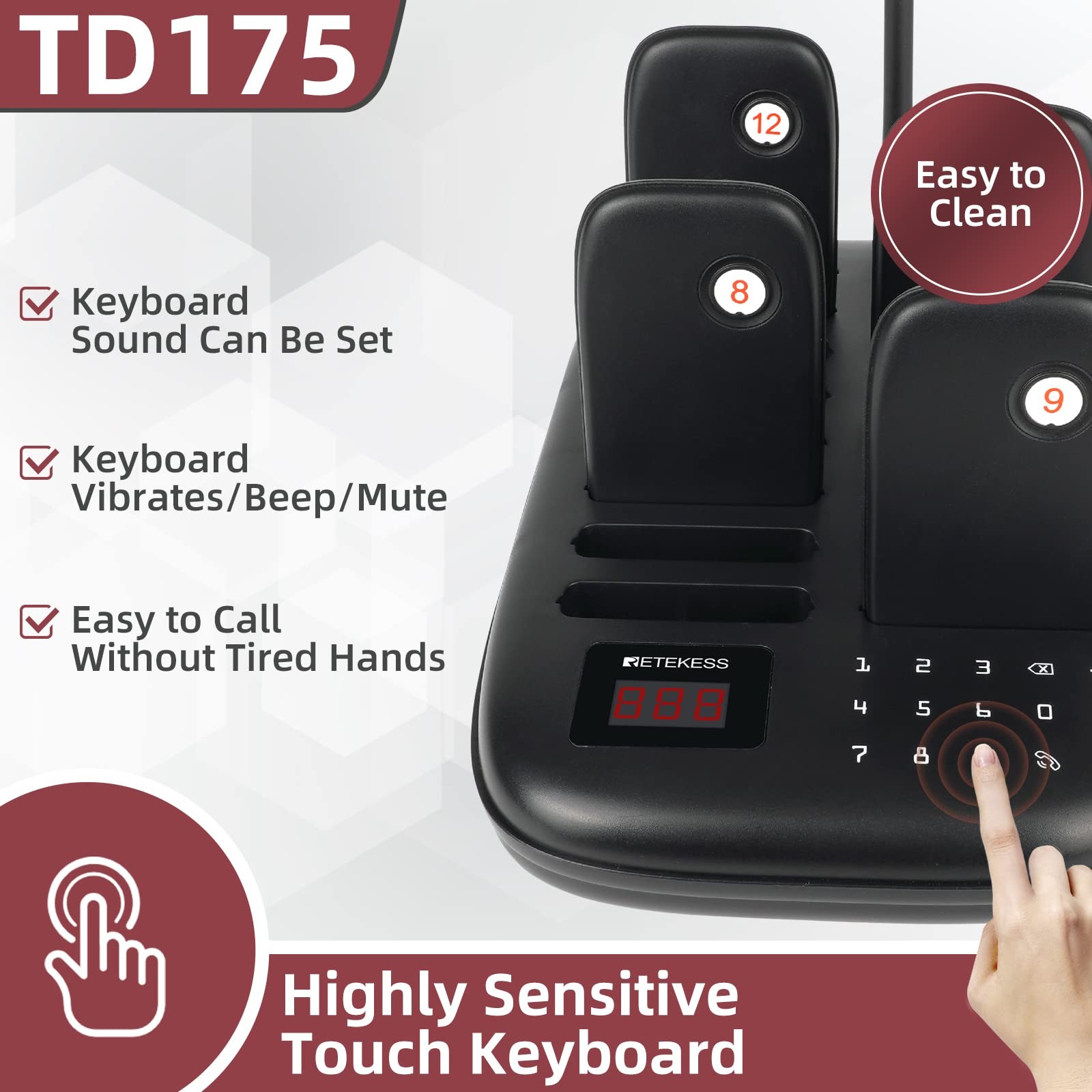 TD175 Restaurant Pager System, Restaurant Buzzer Pagers with Vibration, Mute …