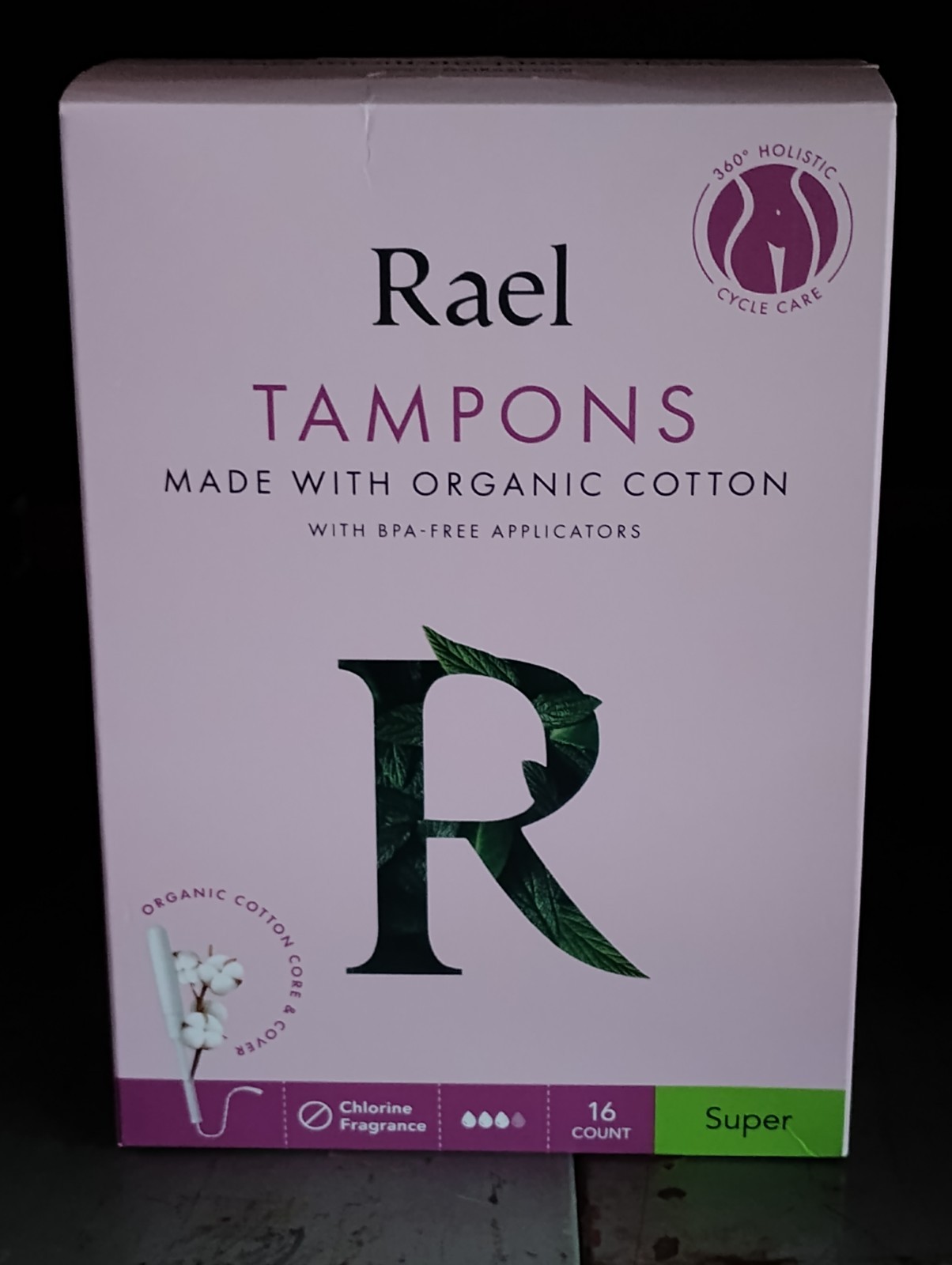 Rael Super Tampons (made w/ organic cotton) & BPA-free Applicators – 16 ct.