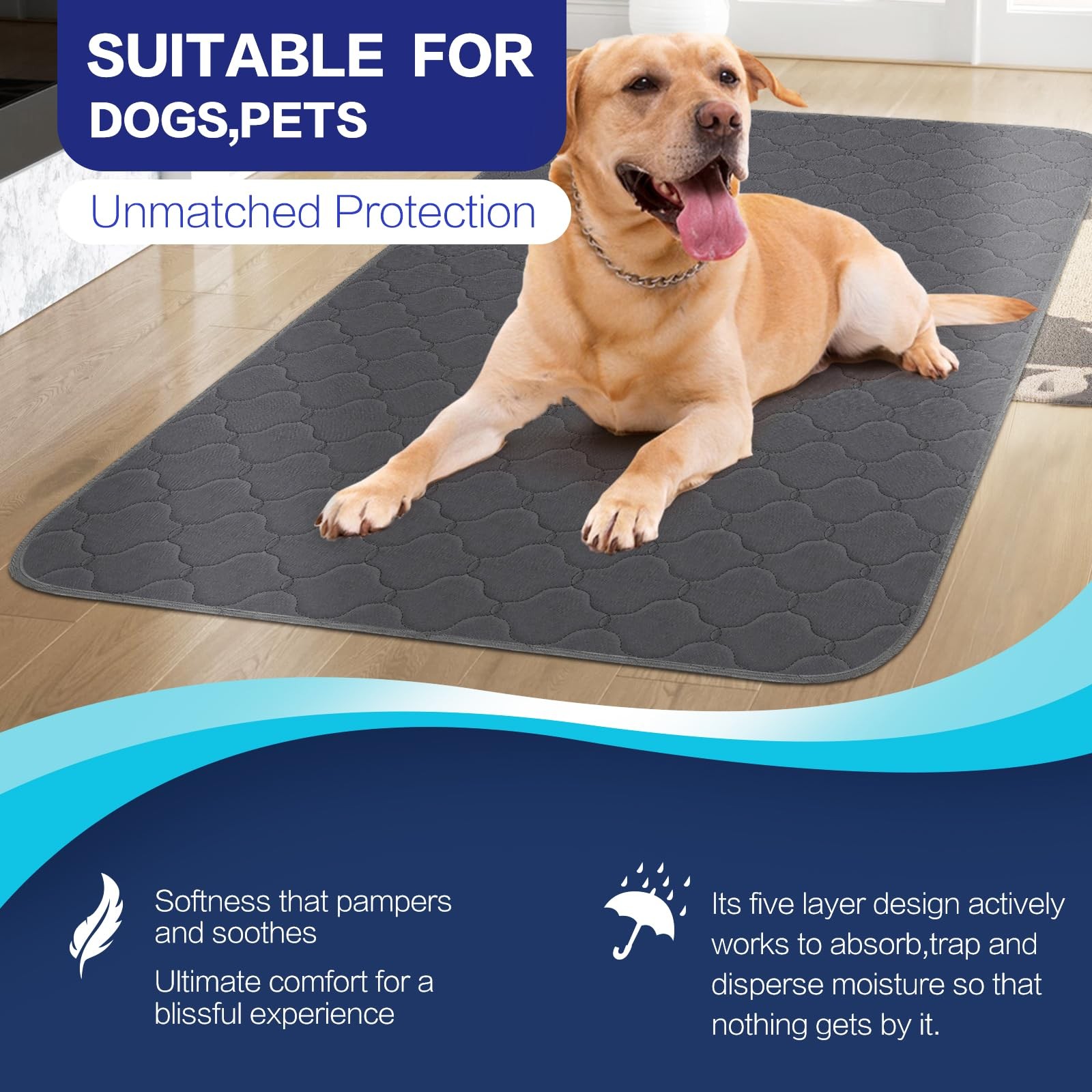 Reusable Hospital Bed Pad Incontinence 36x52in Waterproof Washable Underpad
