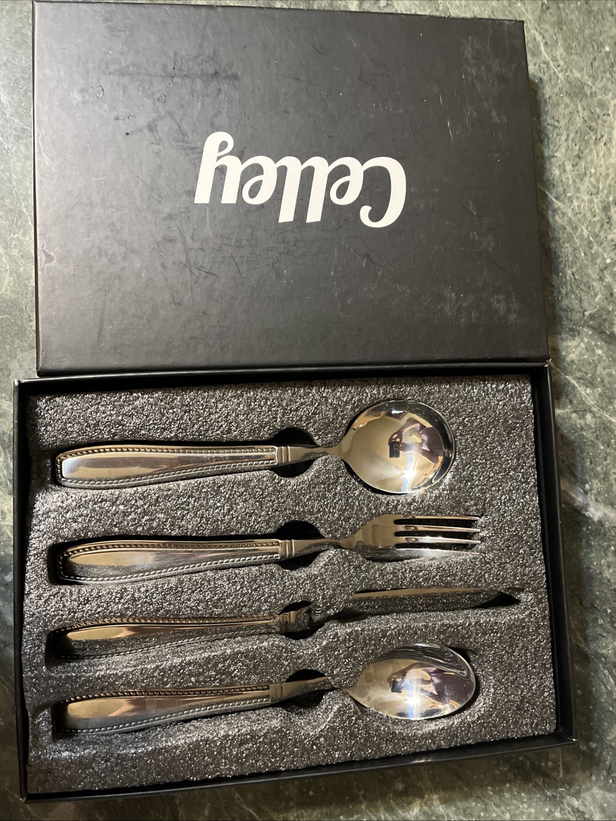 Celley Mobility Weighted Utensils 4 Piece Set Old English Bead Design