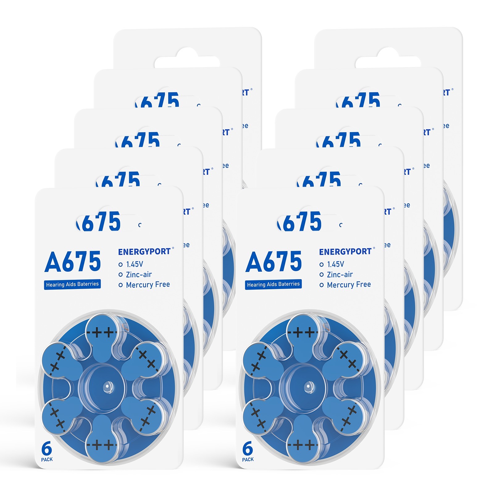 ENERGYPORT Size 675 Batteries A675 PR44 Zinc Air 1.45V Hearing Aid Lot