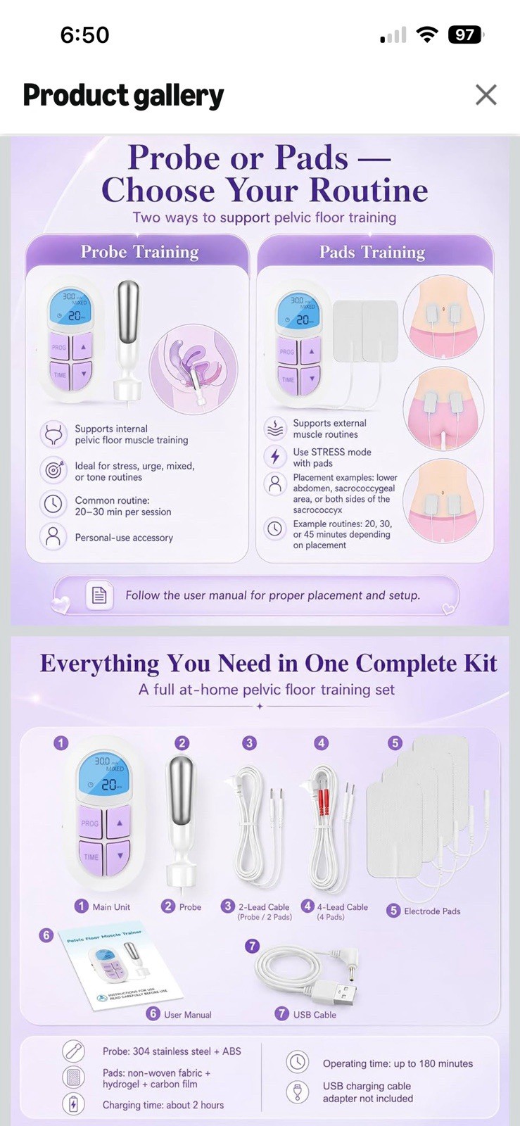 Women’s Pelvic Floor Exerciser Mymini-01 Rechargeable White/Purple ABS