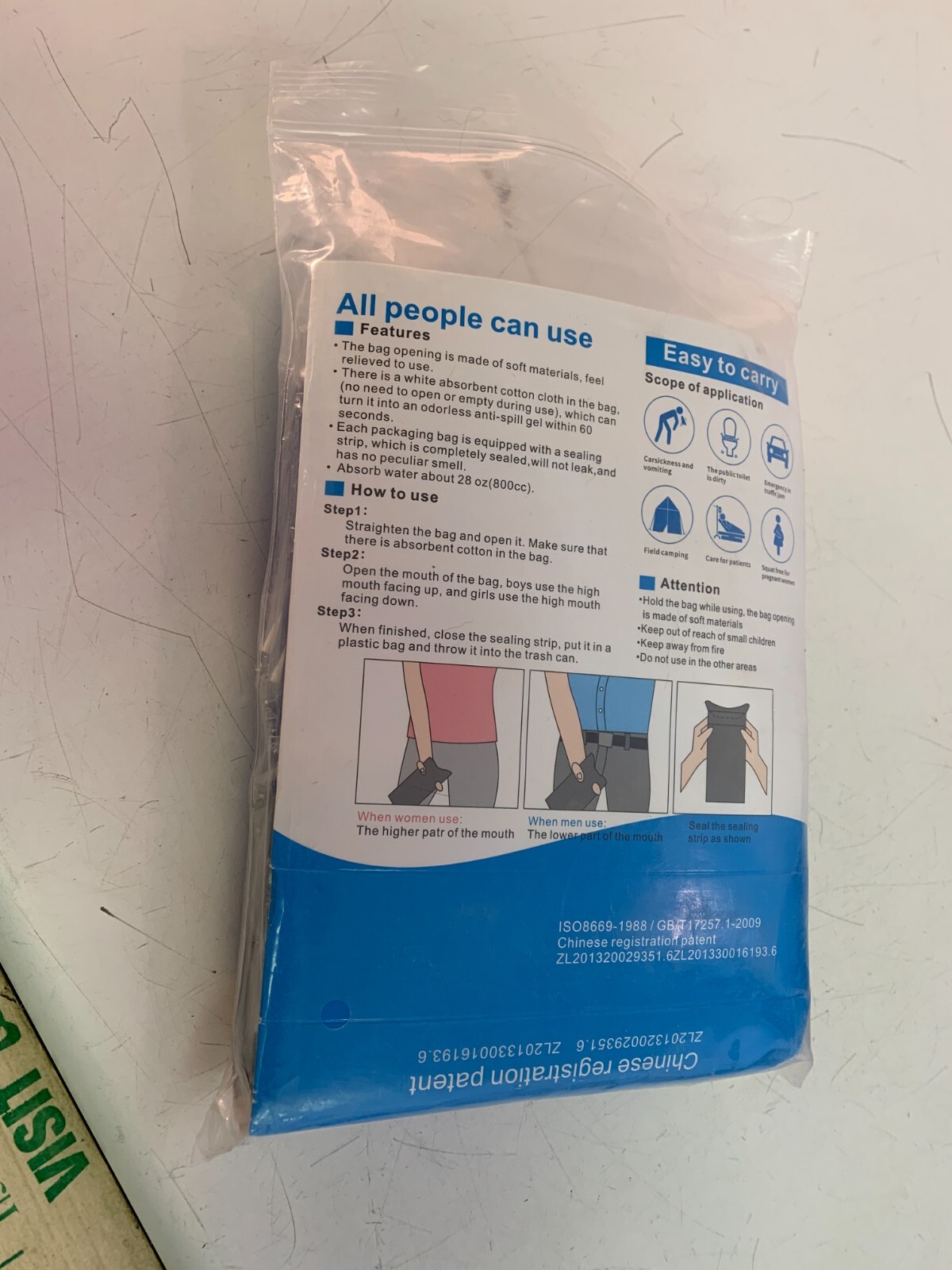 6 Pack Disposable Urine Bags, 800ML Pee Bags for Travel for Men Women, Disposab