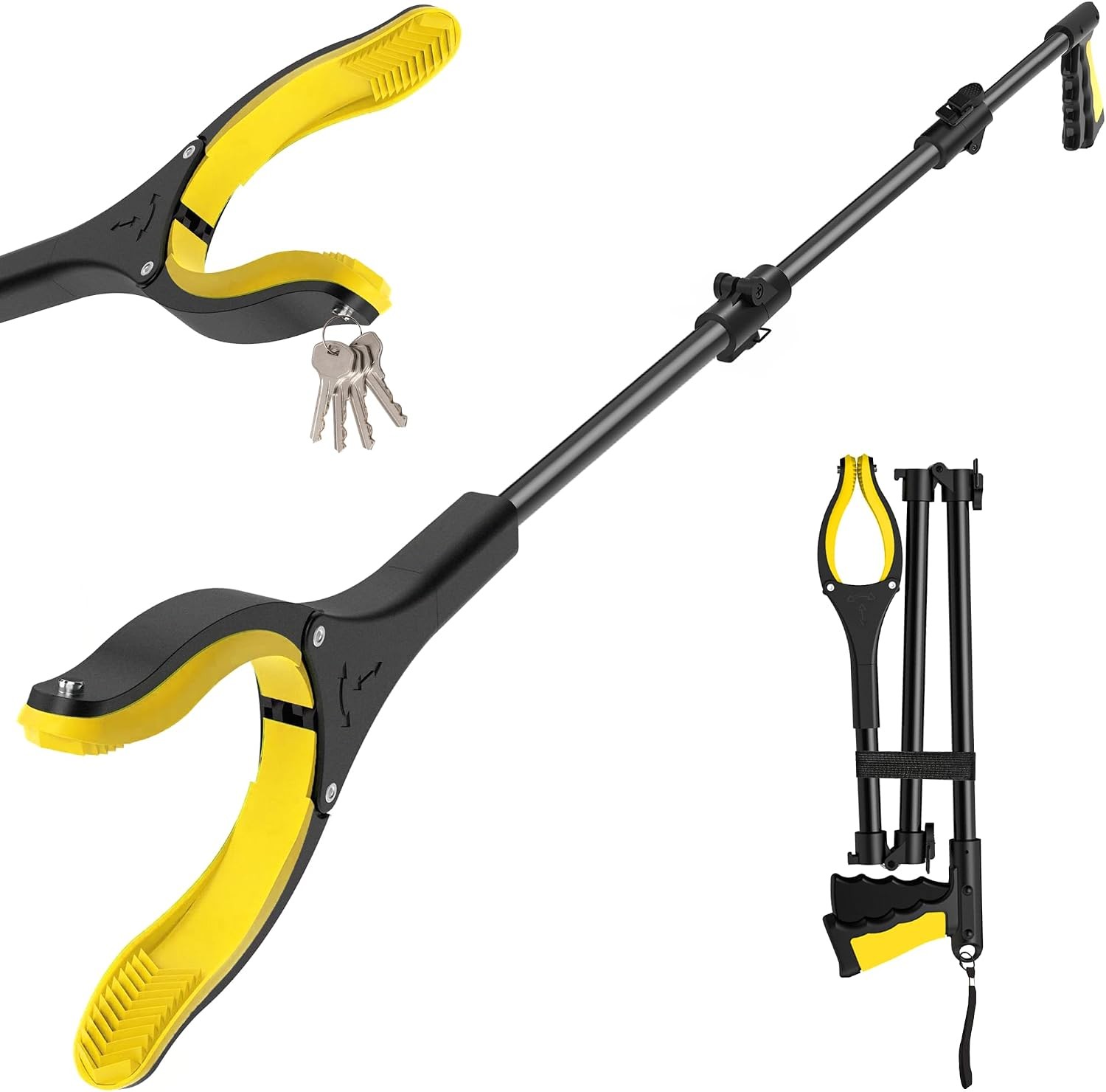 44 Inch Extra Long Grabber Reacher Tool，Foldable Trash Pick Up Stick for Seniors