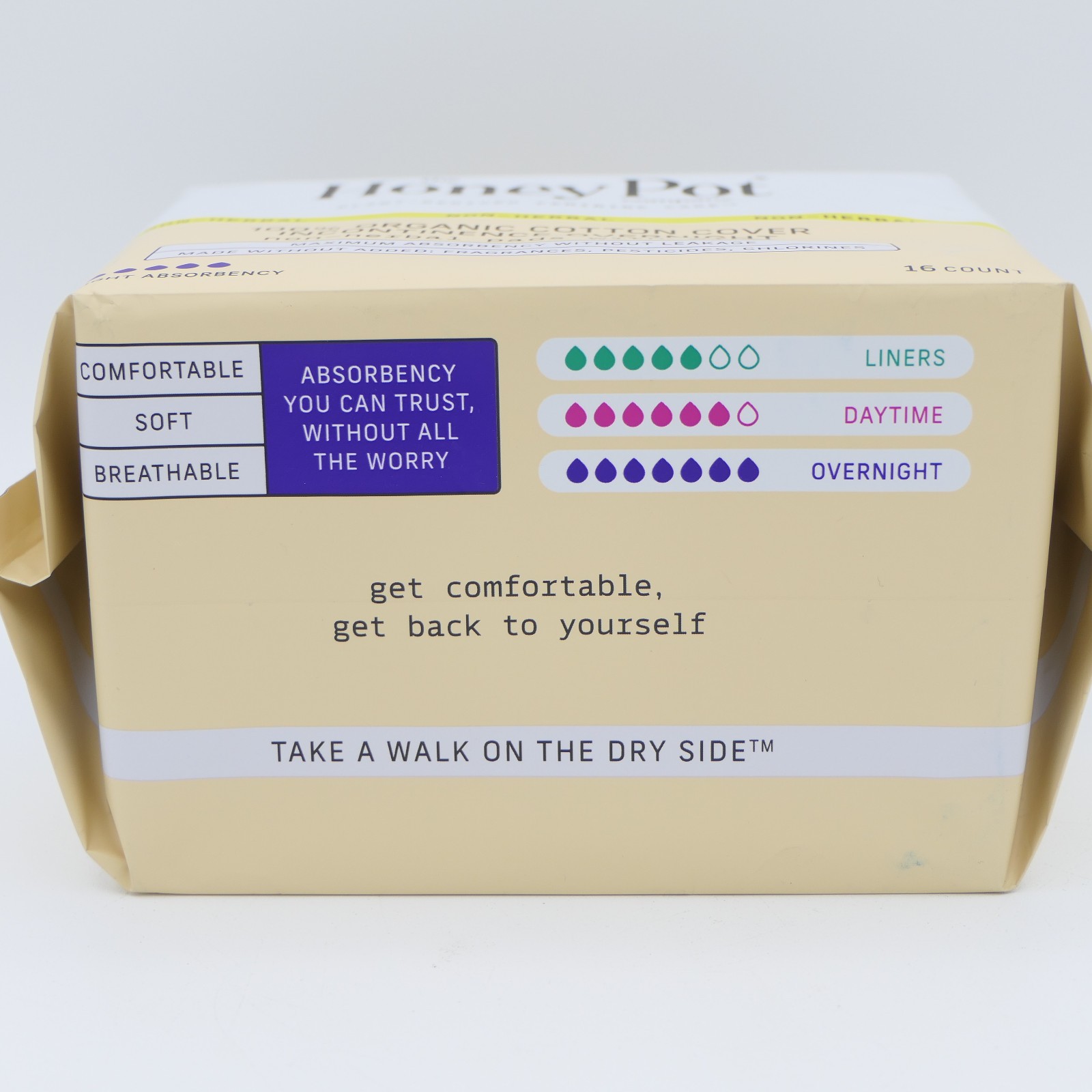 The Honey Pot Co Organic Cotton Cover Incontinence Ovenight Pads w/ Wings 3 Pks