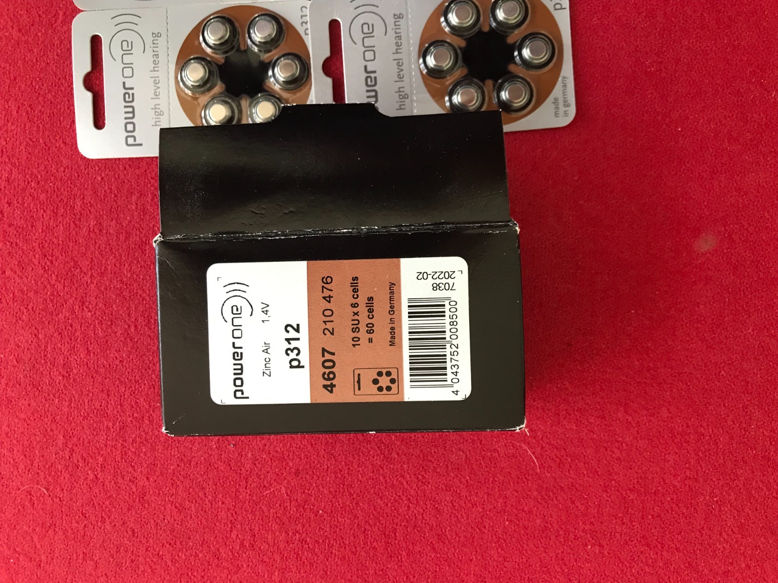 POWERONE P312 HEARING AID BATTERY 59 IN BOX ONE USED