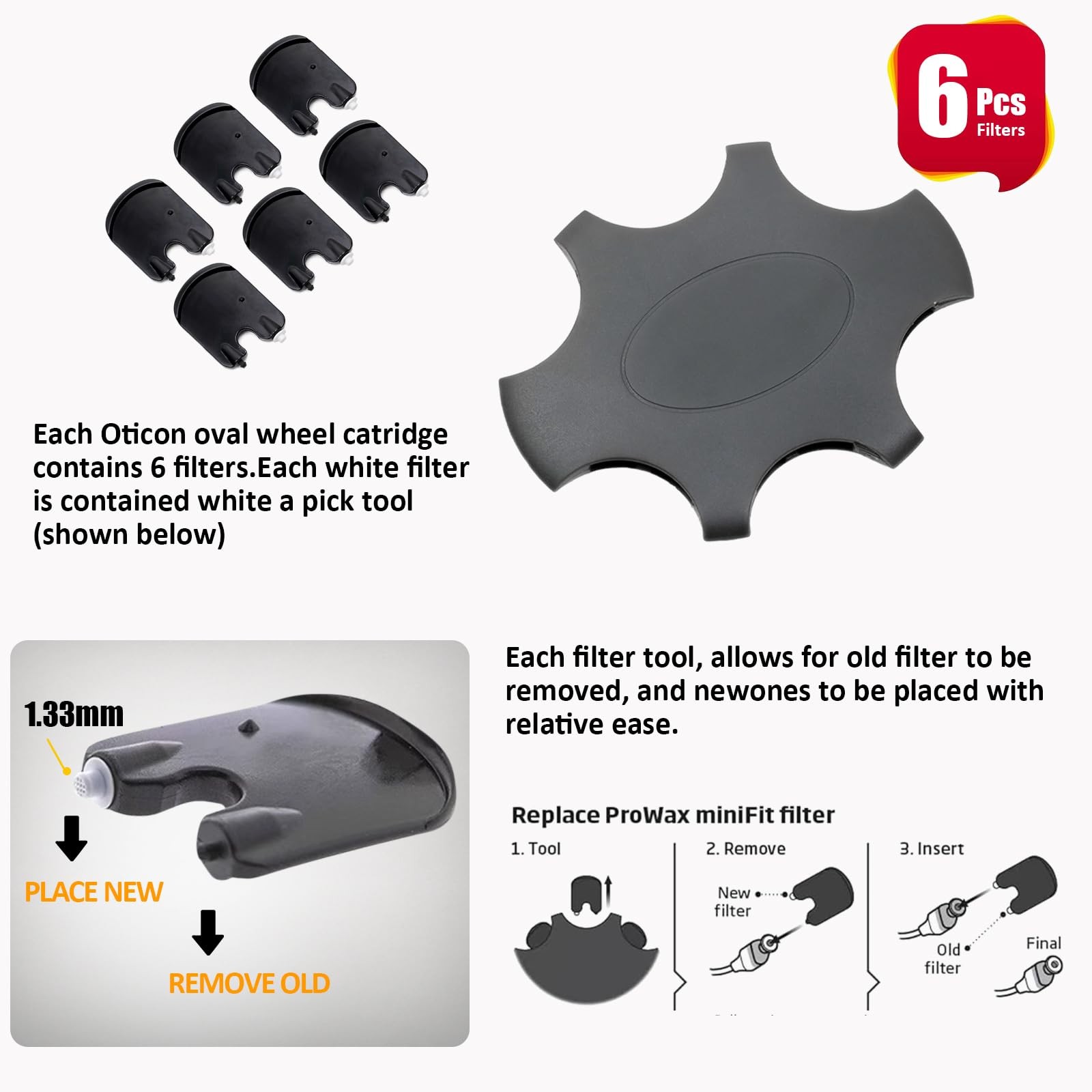 (30 Pcs) Minifit Prowax Wax Guards Filters for Oticon Hearing Aids,Oticon Minifi