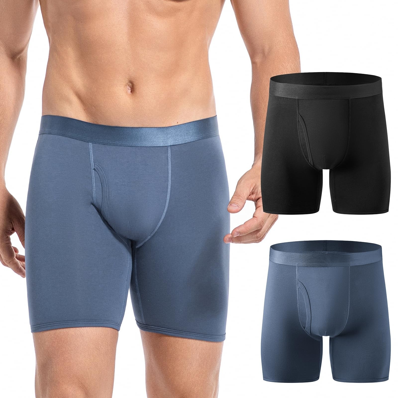 Men’s Reusable Incontinence Underwear, Leak-Proof Cotton Boxer Briefs, 2 Pack, H