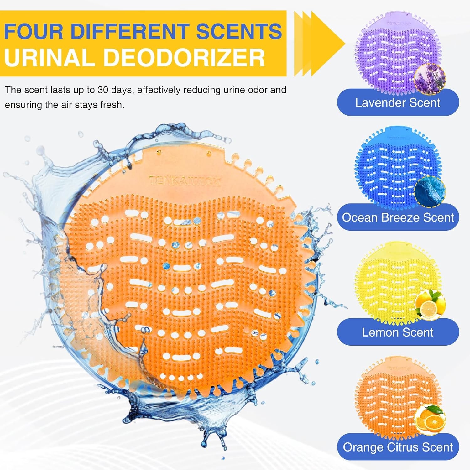 48 PACK Urinal Deodorizer Screen with 100 Gloves-3D Wave Anti-Splash Odor