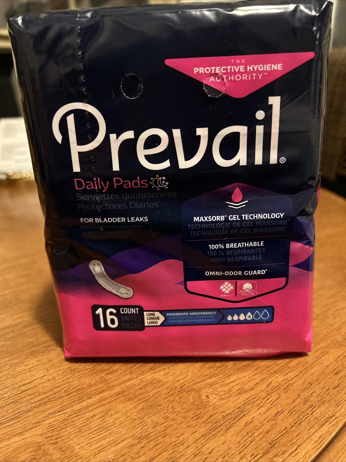 Prevail Daily Incontinent Daily Pad 11″ L Long Length Moderate 16 Count