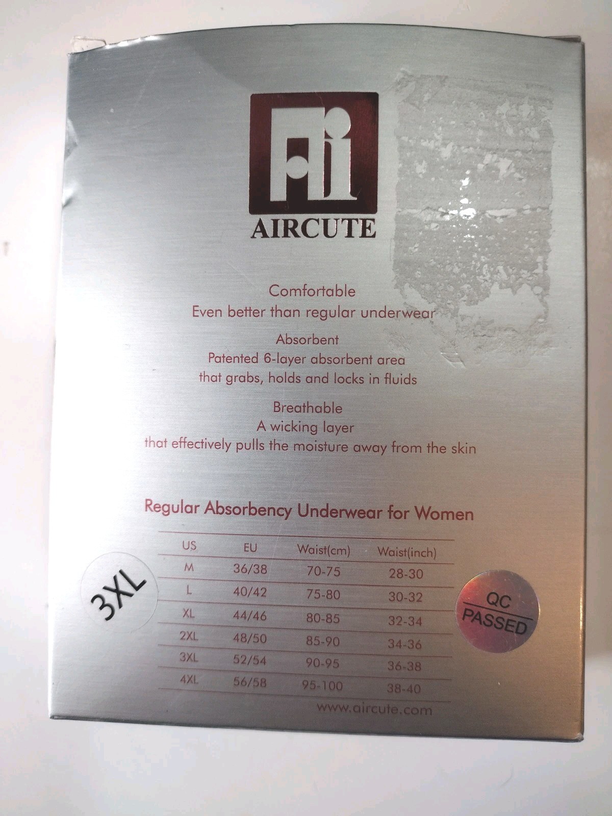 Lot Of 7 AIRCUTE Women’s 3XL Washable Absorbent Urinary Incontinence Underwears